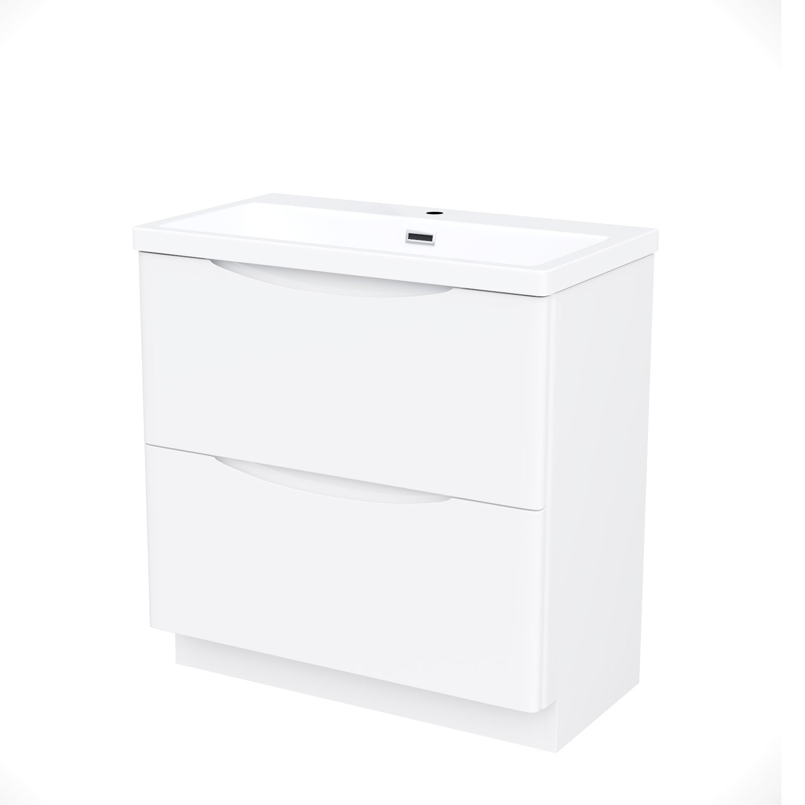 Merton 800mm Freestanding Gloss White Basin Vanity Sink 2 Drawer