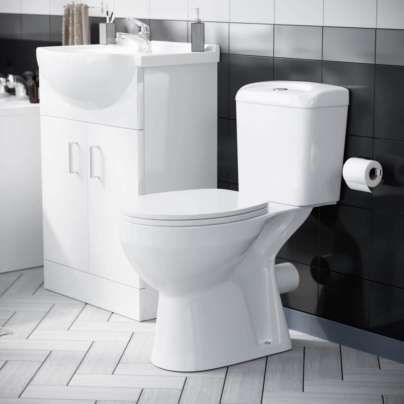 Nanuya 2-Piece Gloss White Vanity Unit And Close Coupled Toilet