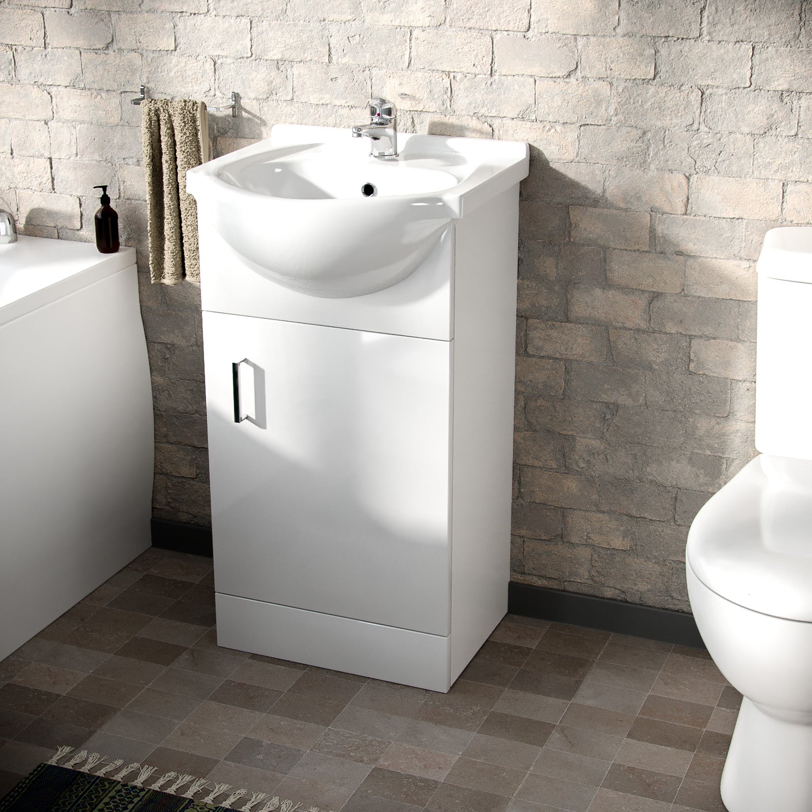 Nanuya Suite Set of 450mm White Basin Vanity and Close Coupled Toilet