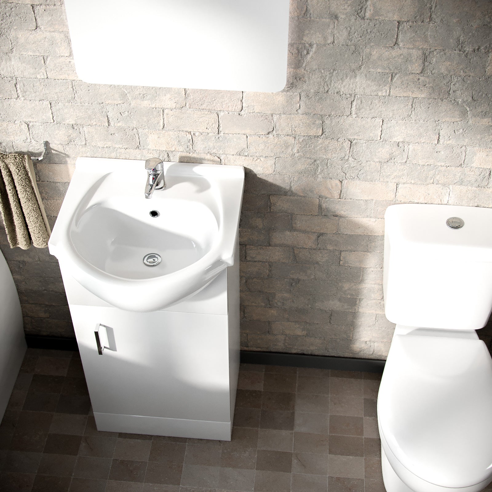 Nanuya Suite Set of 450mm White Basin Vanity and Close Coupled Toilet