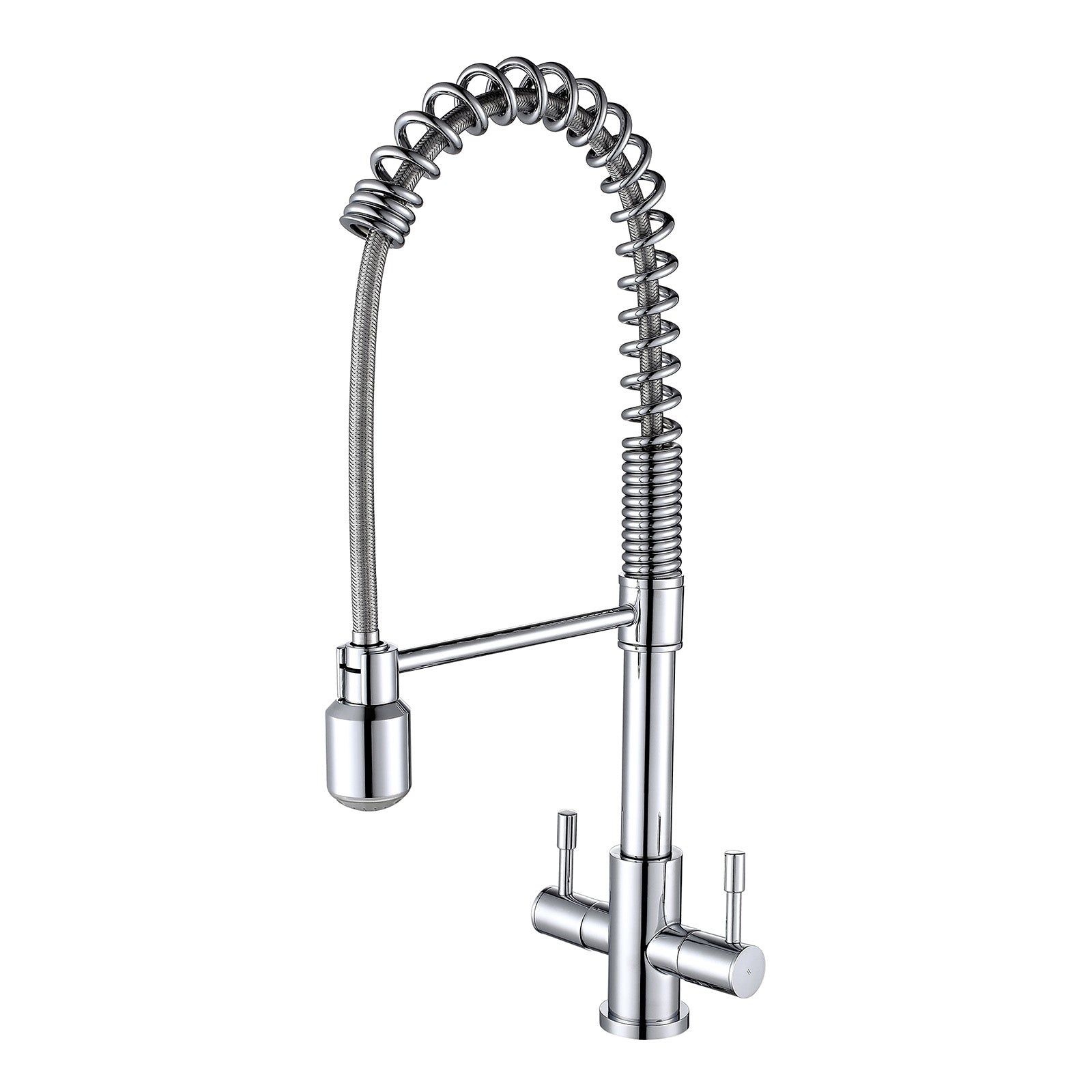Modern Dual Lever Pull Out Kitchen Mixer Tap Faucet Chrome