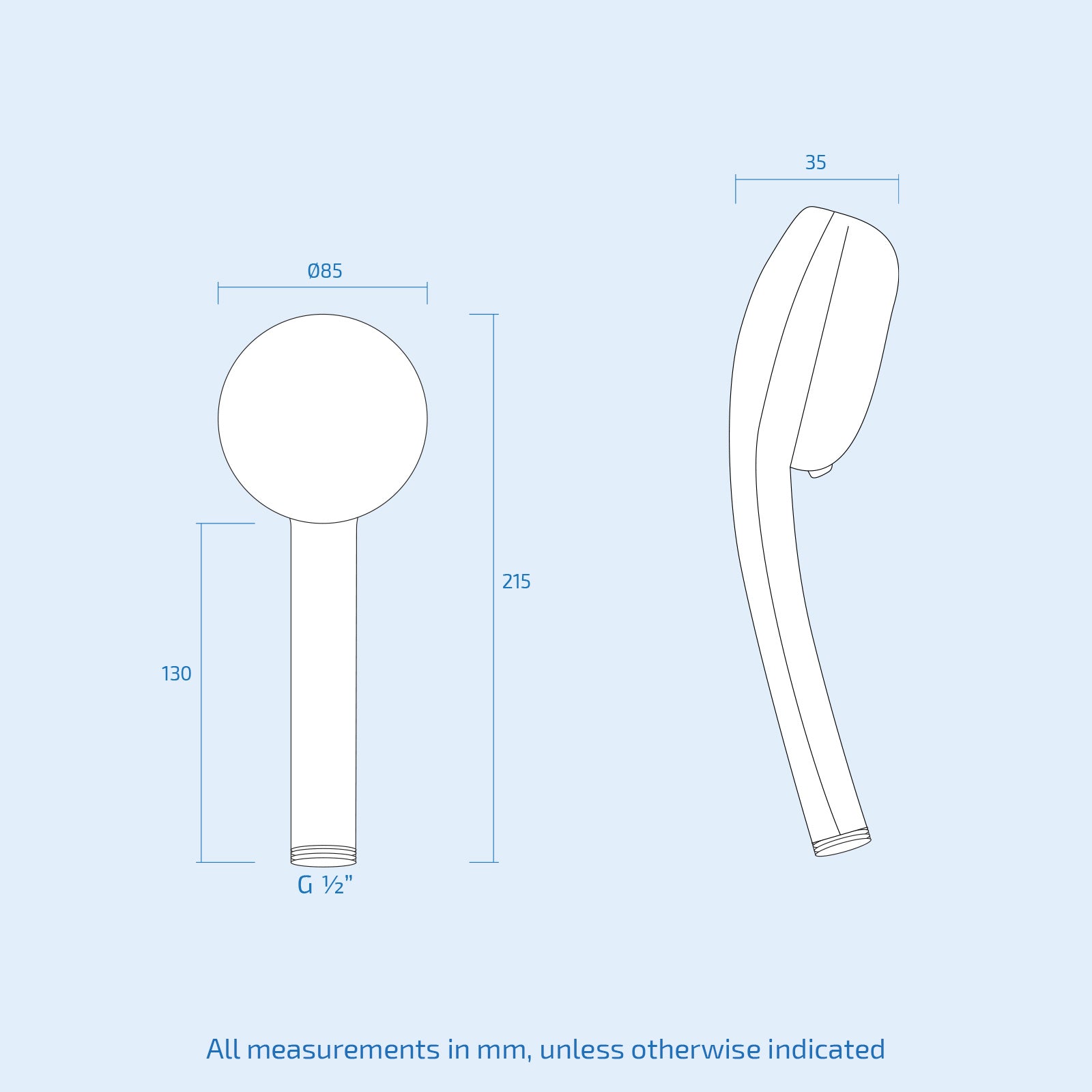 Bathroom 3 Mode Chrome Round Handset (ABS)