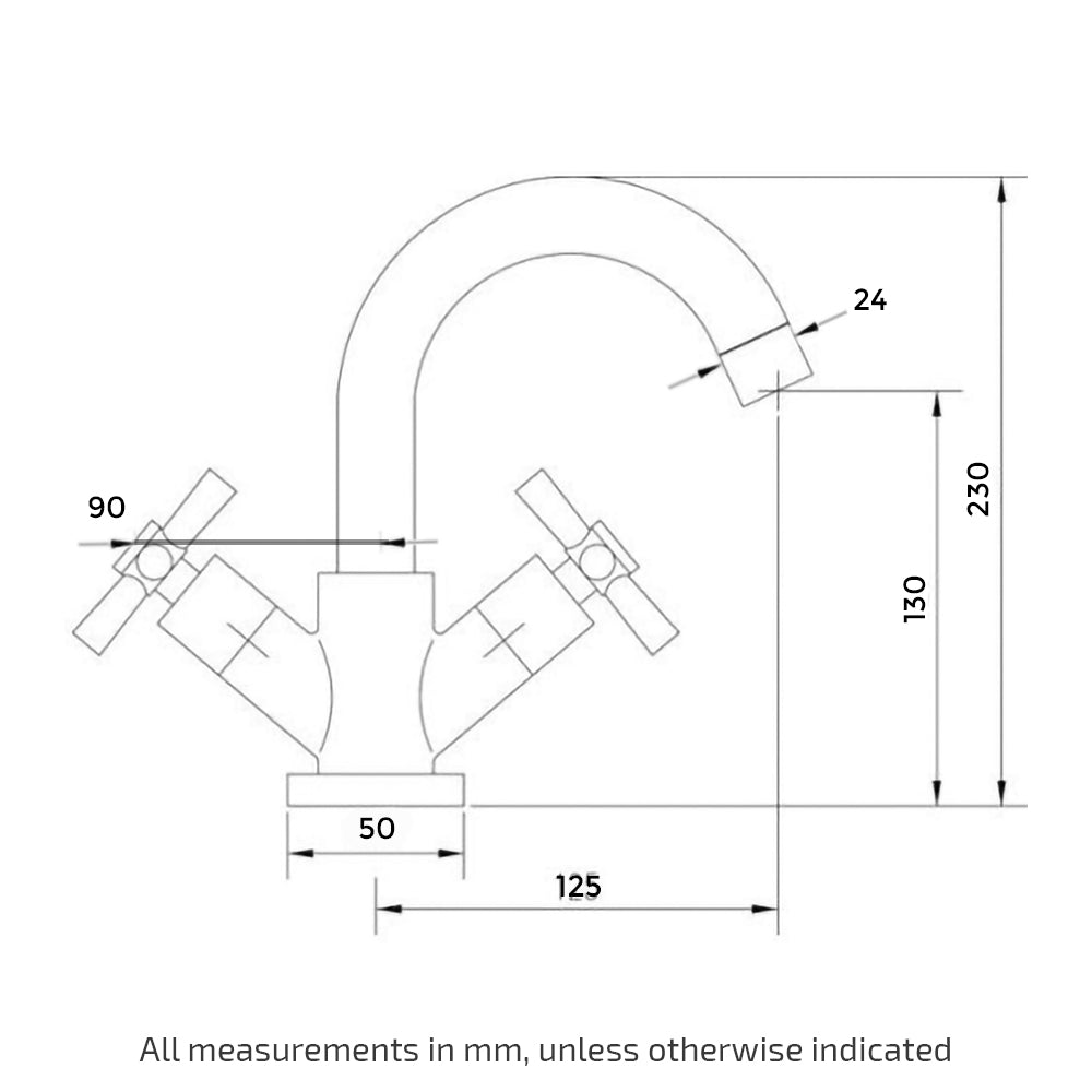 Indigo Bathroom Basin Mixer Modern Crosshead Chrome Tap Solid Brass