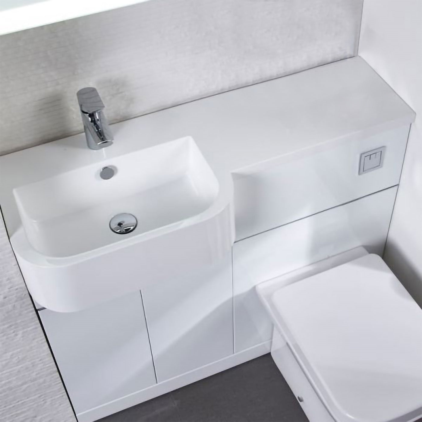 Carlo 1000 P Shape White Bathroom Vanity with WC Set - Basin Left