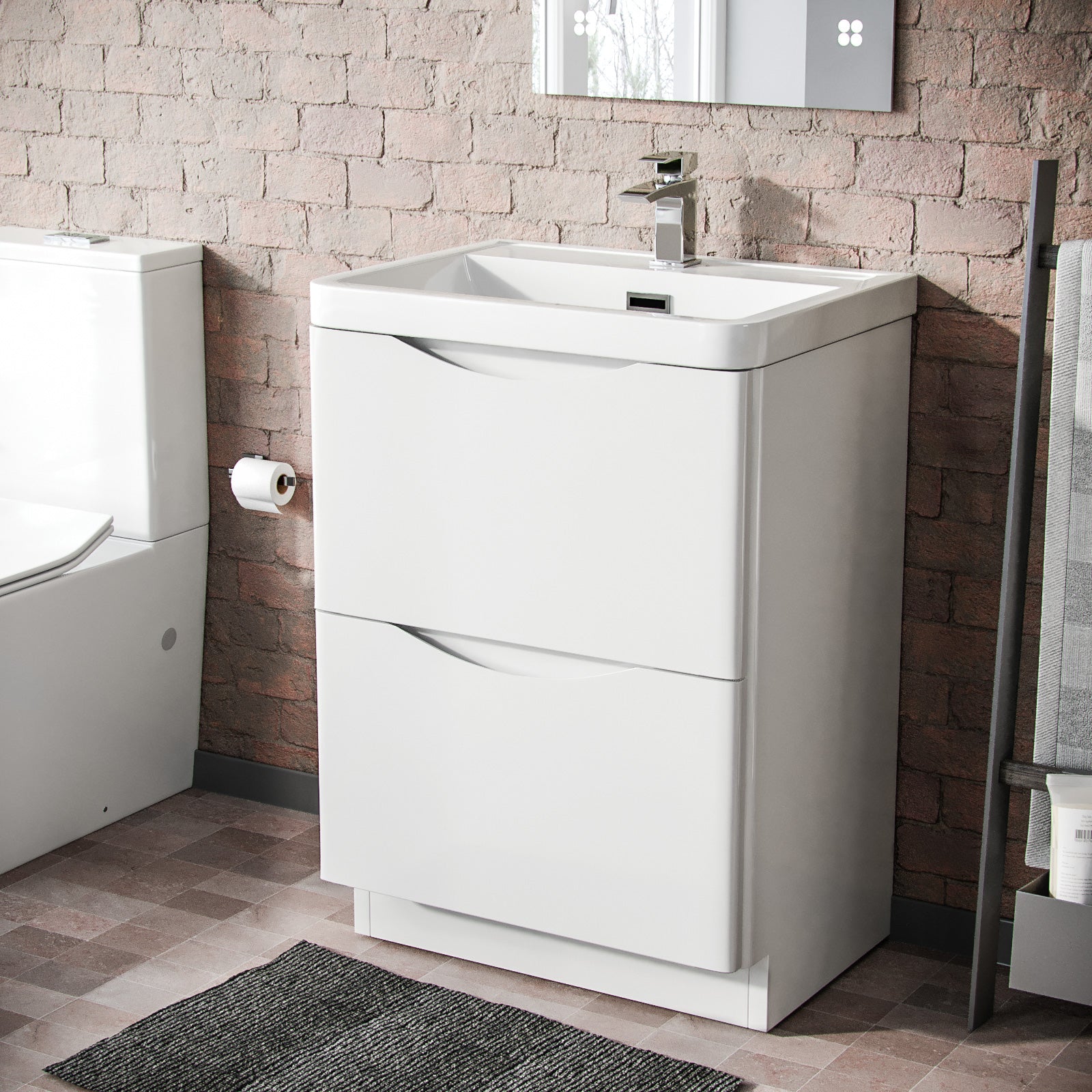 Merton 600mm White Free Standing Vanity with Basin Flat Pack