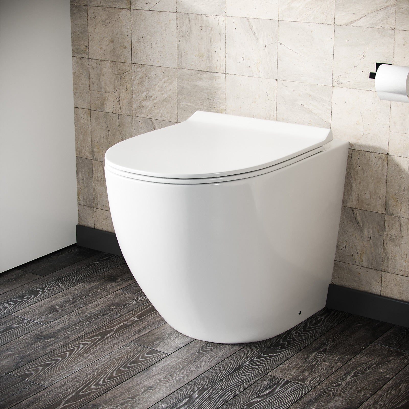 Aric 1100mm RH Rimless Round BTW Toilet, WC Unit & Resin Basin Grey