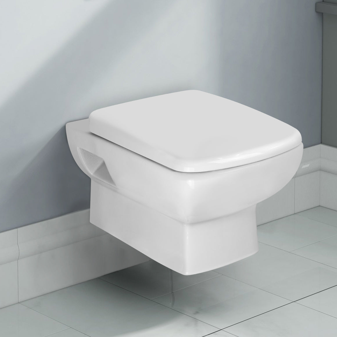 Modern Compact Gloss White Wall Hung Ceramic Toilet with Soft Close Seat