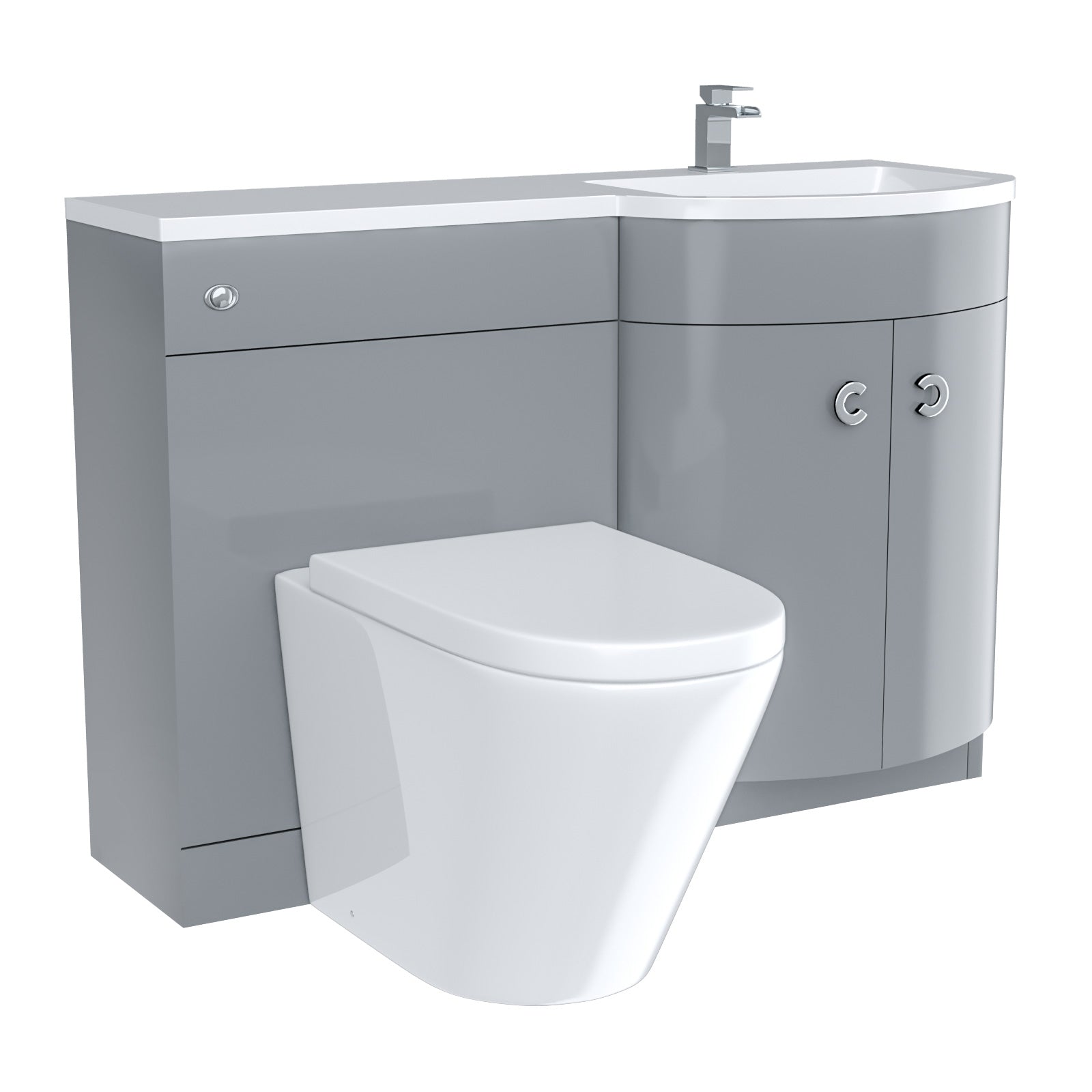 Dene 1100mm RH Back To Wall toilet, Soft Close Toilet & Resin Basin Grey