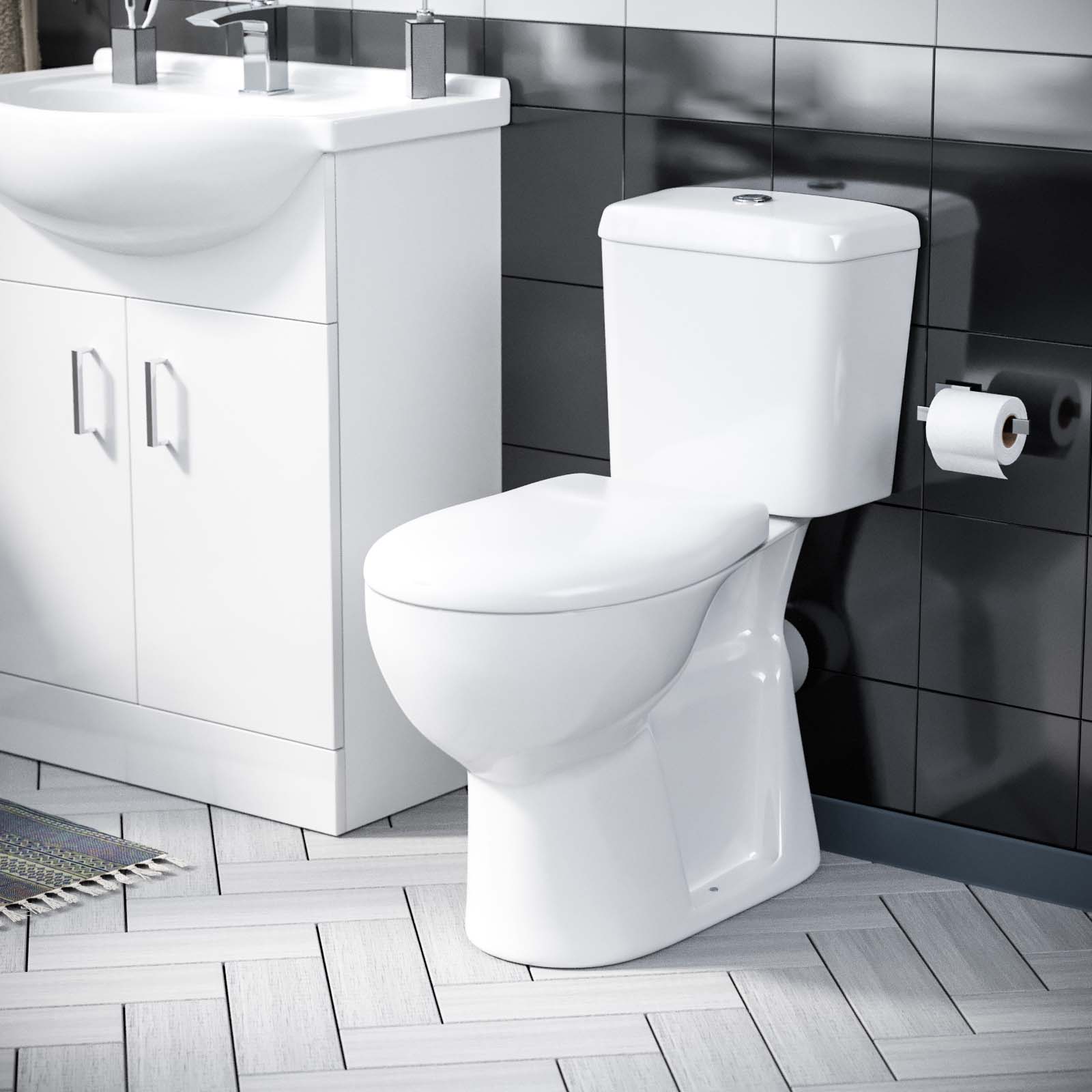 Ellen 650 mm Basin Flat Pack Vanity Sink Unit & Back To Wall Toilet Suite