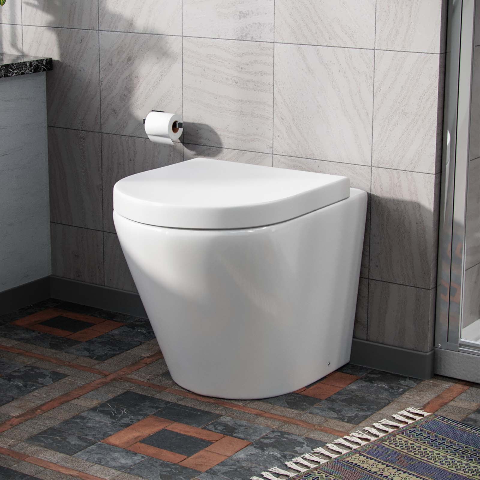 Aric 1100mm LH Vanity Basin Unit, WC Unit & Eddy Rimless Back To Wall Toilet White Flat Pack