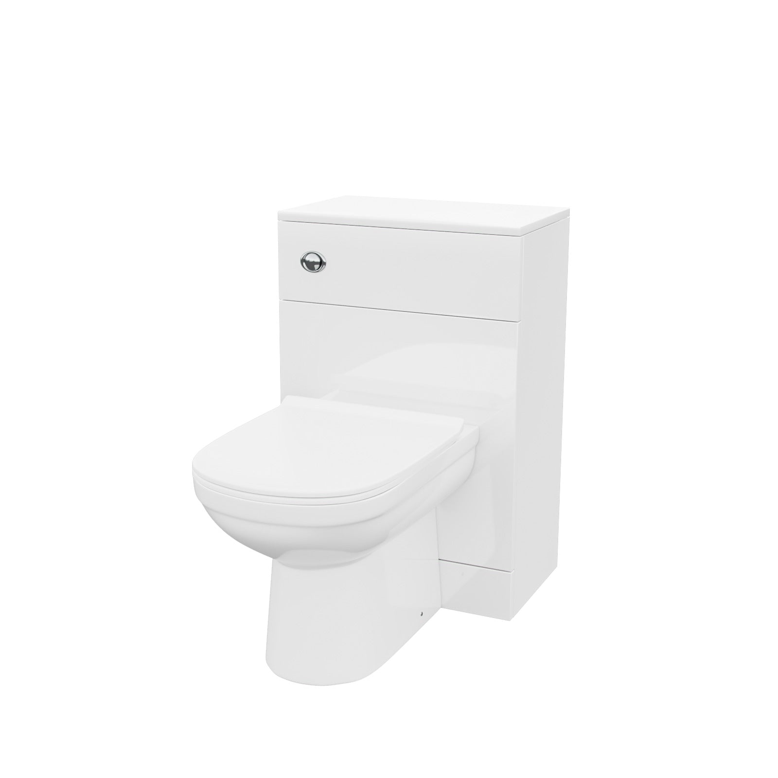 Vincent 500mm Floor Standing Gloss White WC Unit, BTW Toilet & Concealed Cistern - Flat Pack