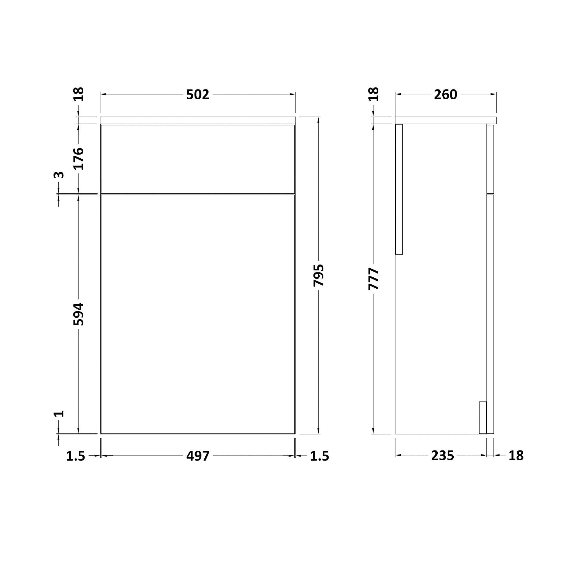 Turin High Gloss White 500mm x 200mm WC Unit