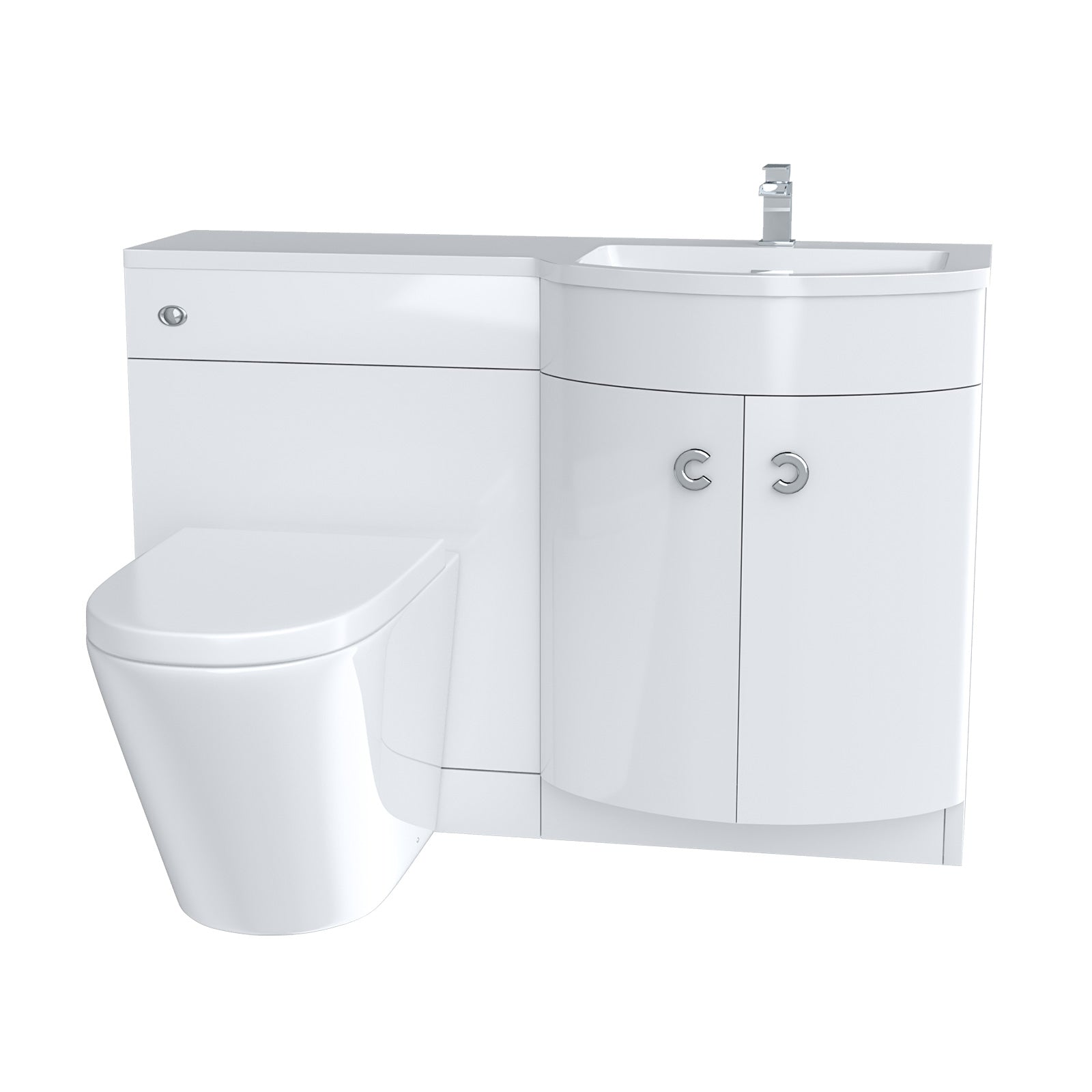 Dene | 1100mm RH Back To Wall toilet, Soft Close Toilet & Resin Basin White