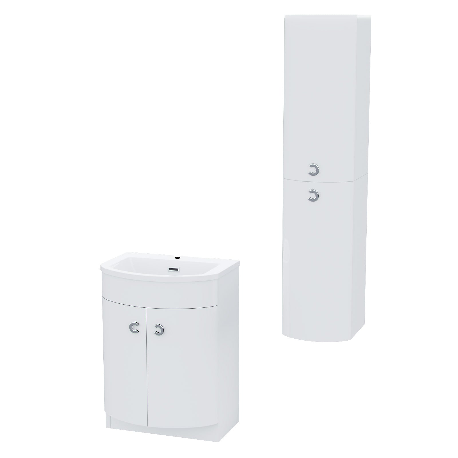 Dene 600mm White Vanity with Basin and Wall Hung Cabinet Flat Pack