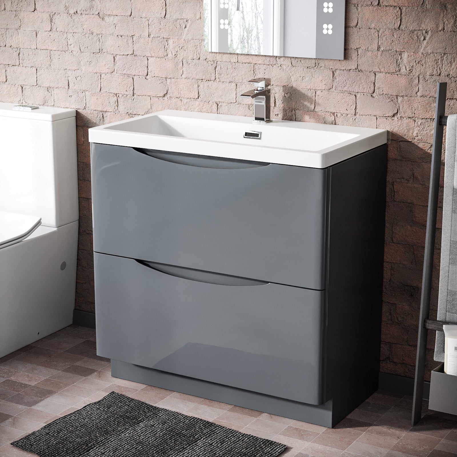 Merton 800mm Grey Basin Sink Flat Pack Vanity