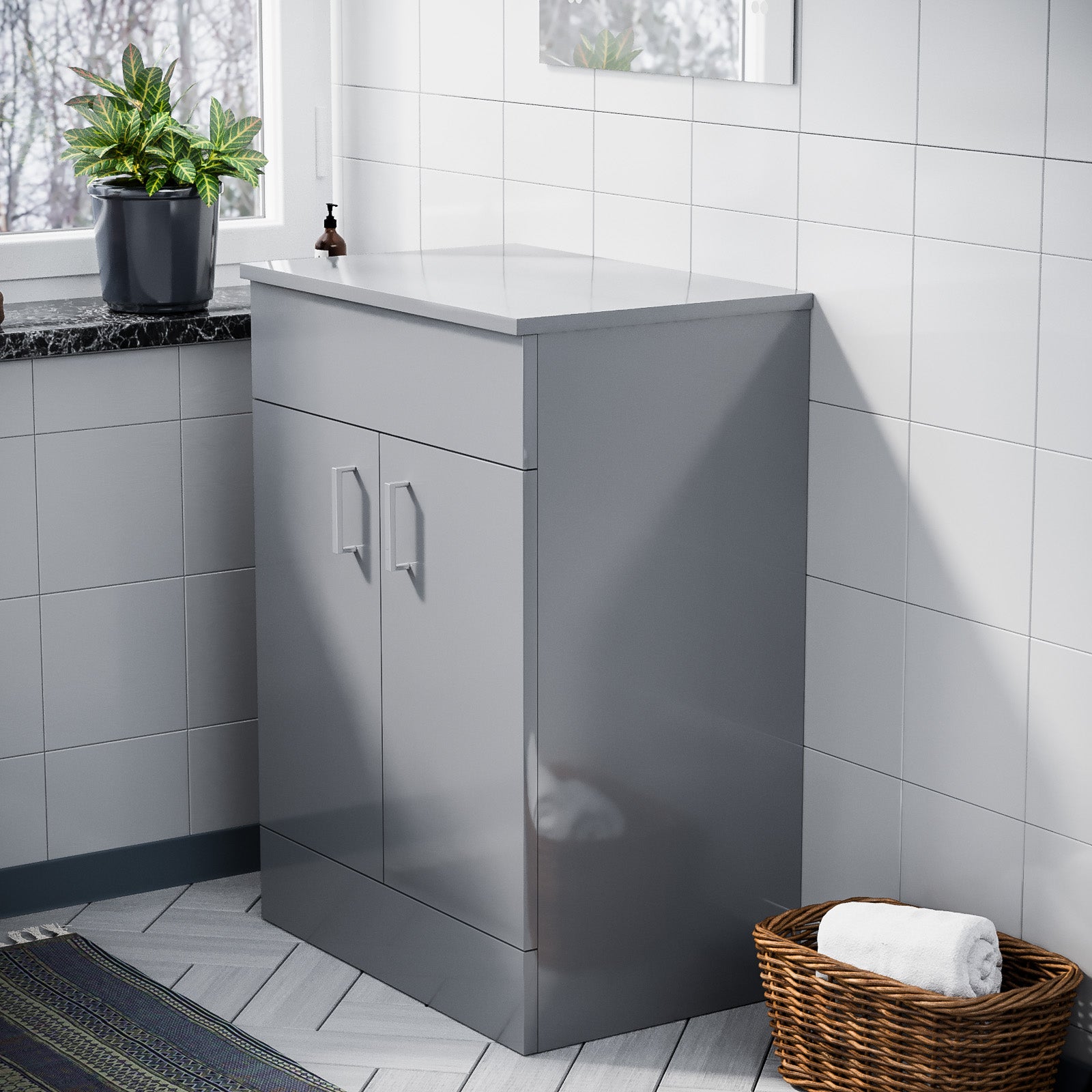 Nanuya 600mm Floorstanding Vanity Unit Grey | Nanuya