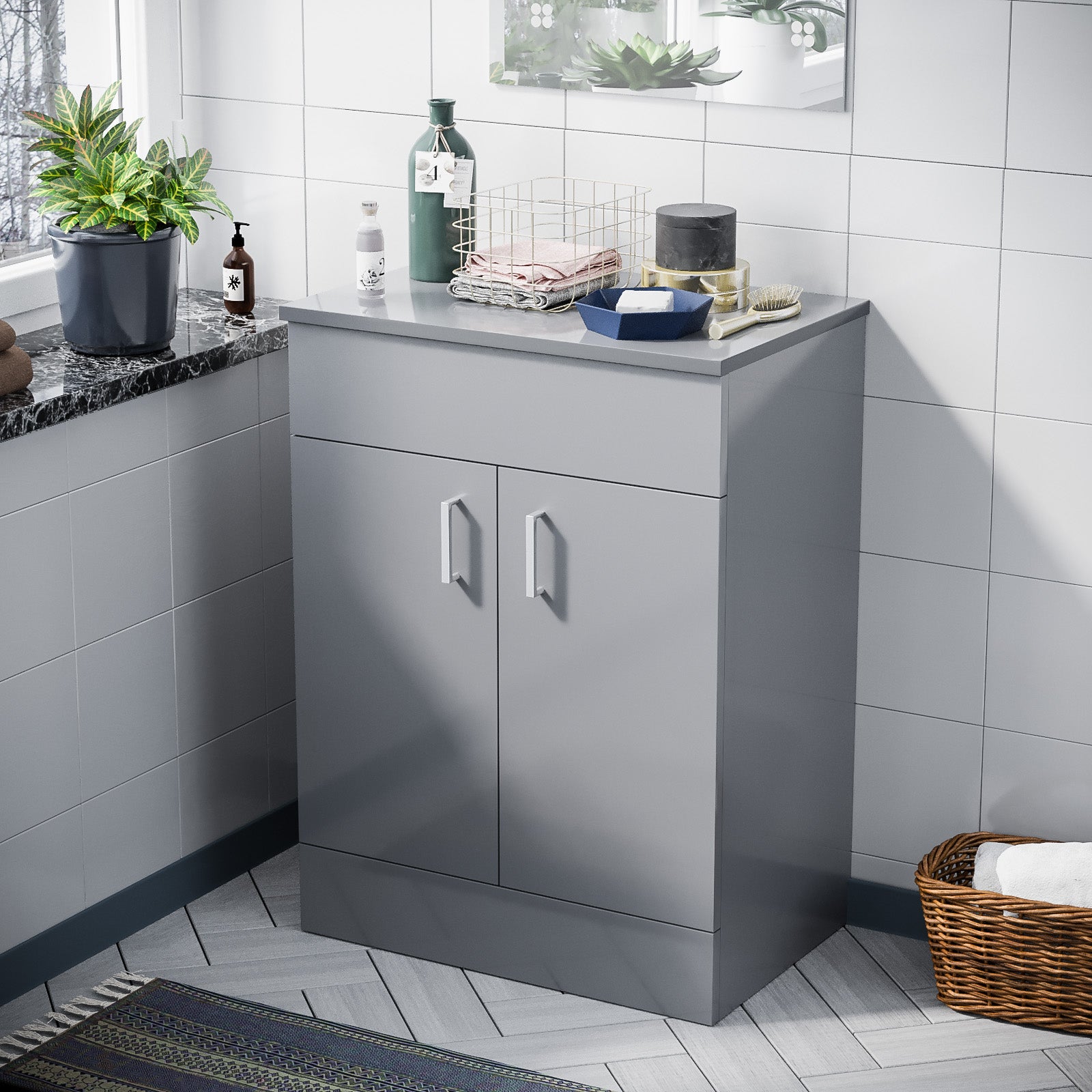 Nanuya 600mm Floorstanding Vanity Unit Grey | Nanuya