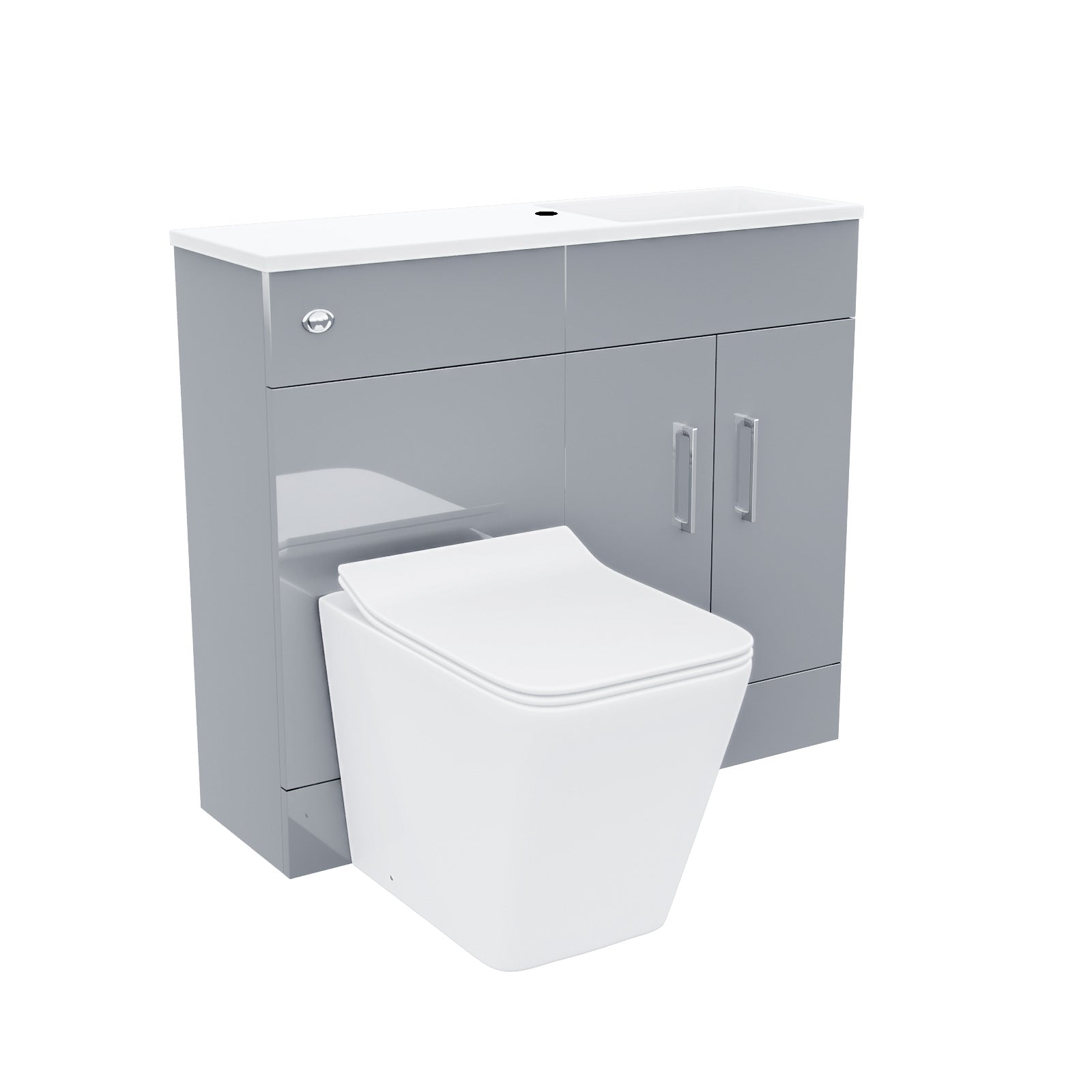 James 1000mm Slimline Vanity Basin and Square BTW Rimless Toilet Grey