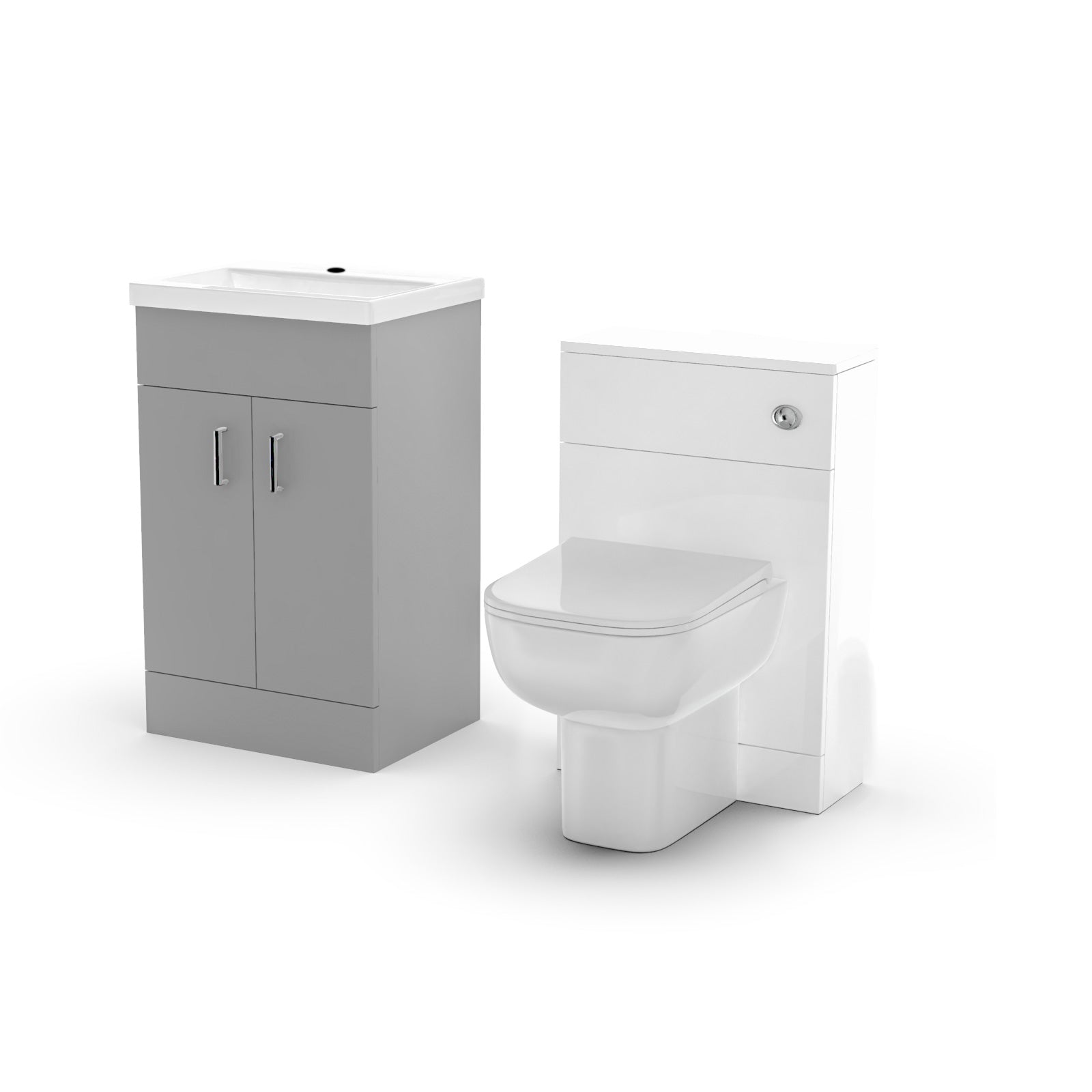 Nanuya 500 mm Basin Sink Flat Pack Vanity Grey Cabinet & WC Toilet  Suite