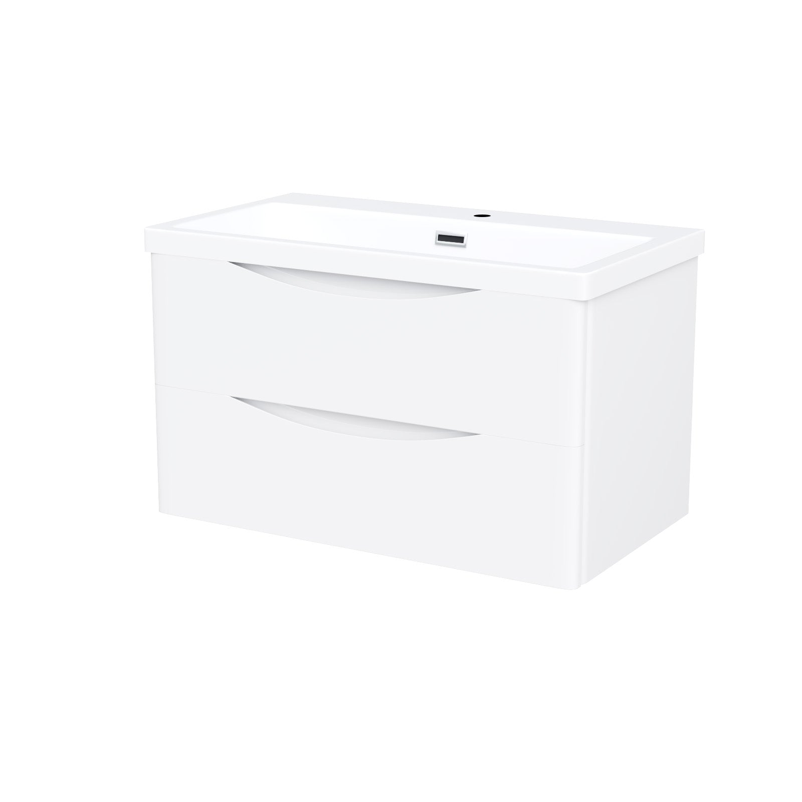 Merton Modern 800mm White Wall Hung  Basin Sink Flat Pack Vanity