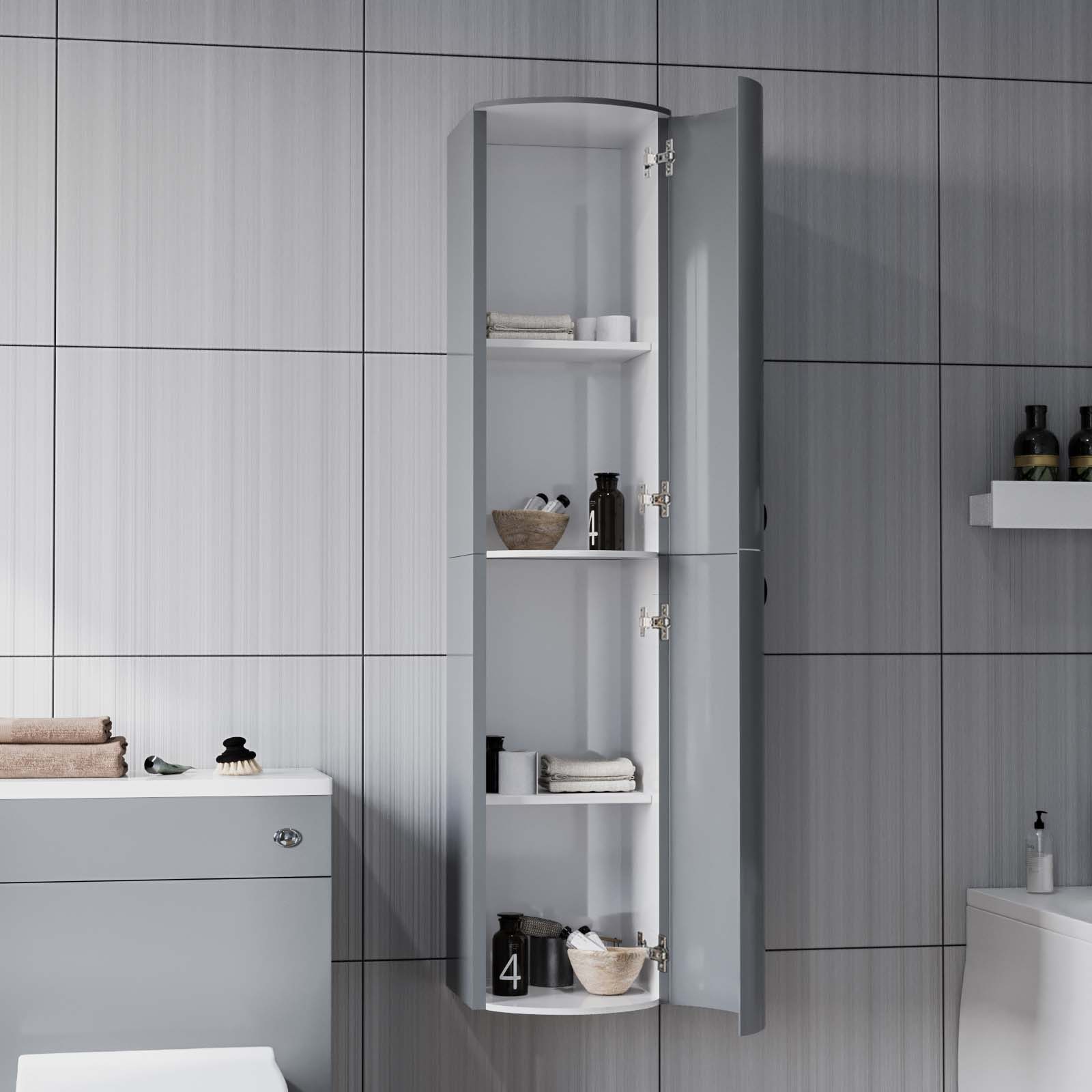 Dene 1100 mm FP P-Shape Grey LH Basin Vanity Rimless Toilet & Wall Hung Cabinet