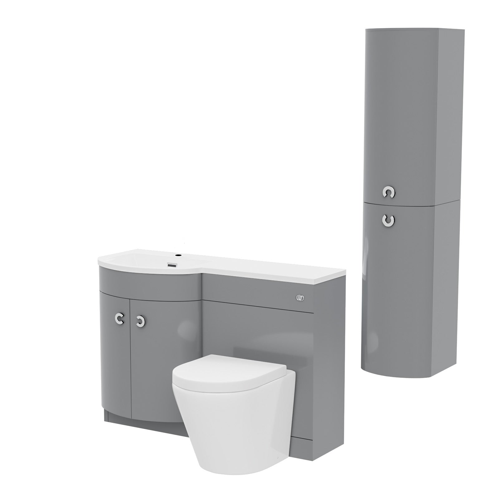 Dene 1100mm LH Bathroom Vanity with WC, BTW Rimless Toilet & Wall Hung Cabinet LG