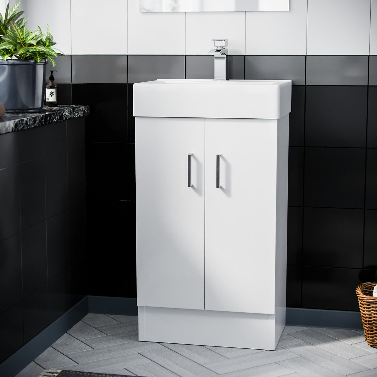 Nanuya 450 mm White Basin Sink Flat Pack Vanity Cabinet Unit Bathroom Furniture