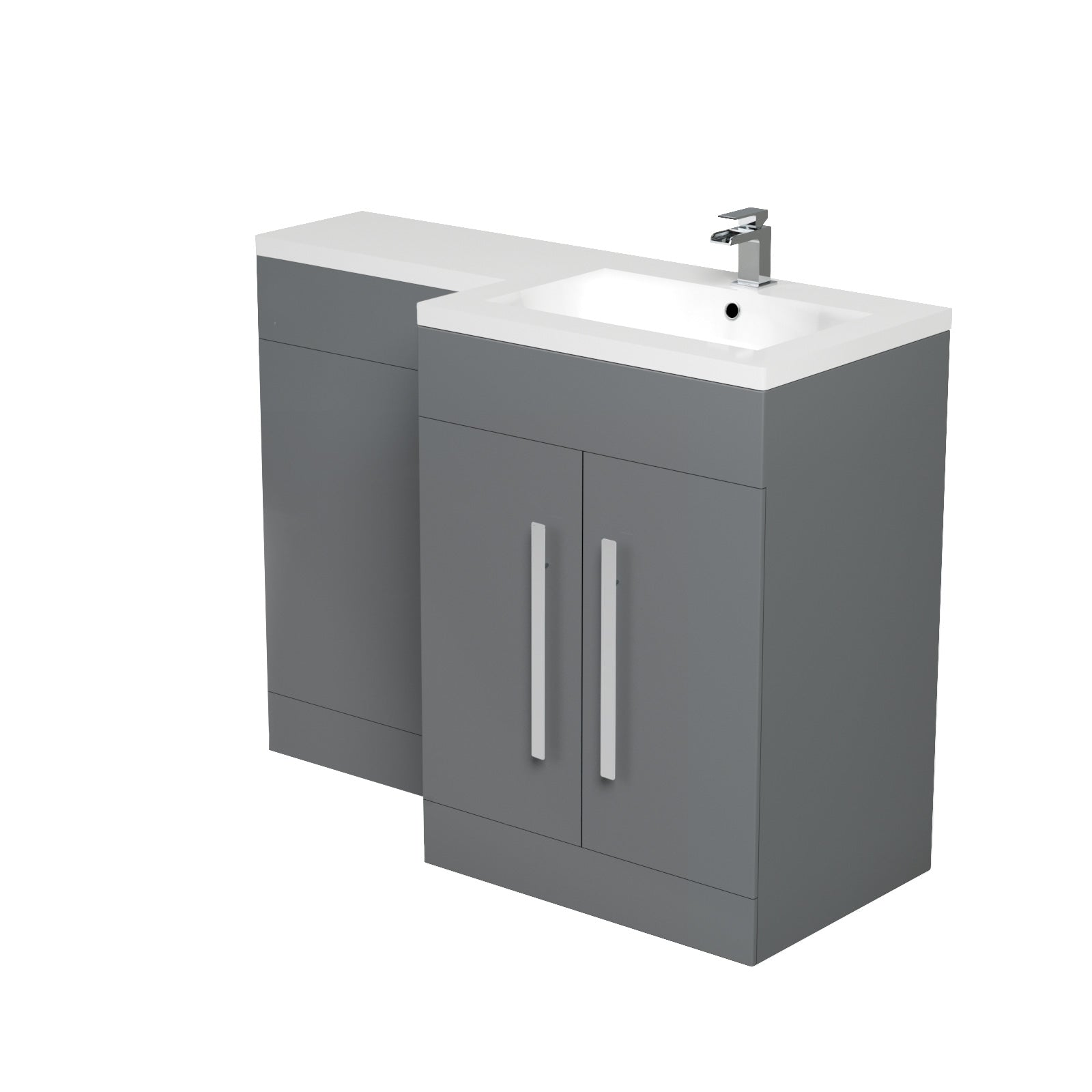 Aric 1100mm RH Freestanding MDF Basin Cabinet Flat Pack - Dark Grey