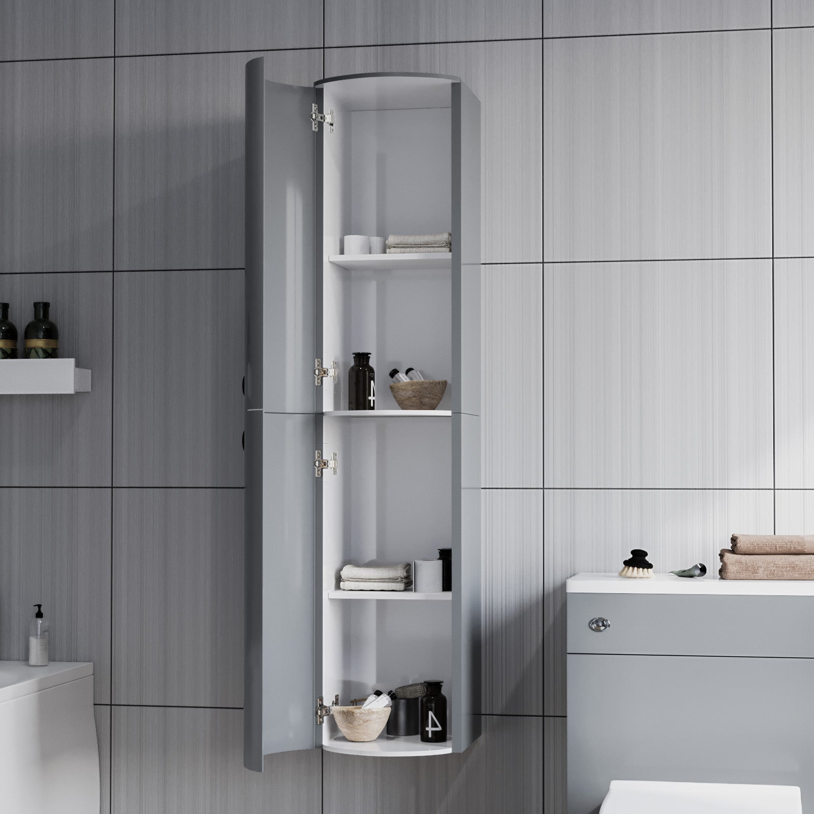 Dene 1100mm RH Bathroom Vanity with WC, BTW Rimless Toilet & Wall Hung Cabinet LG