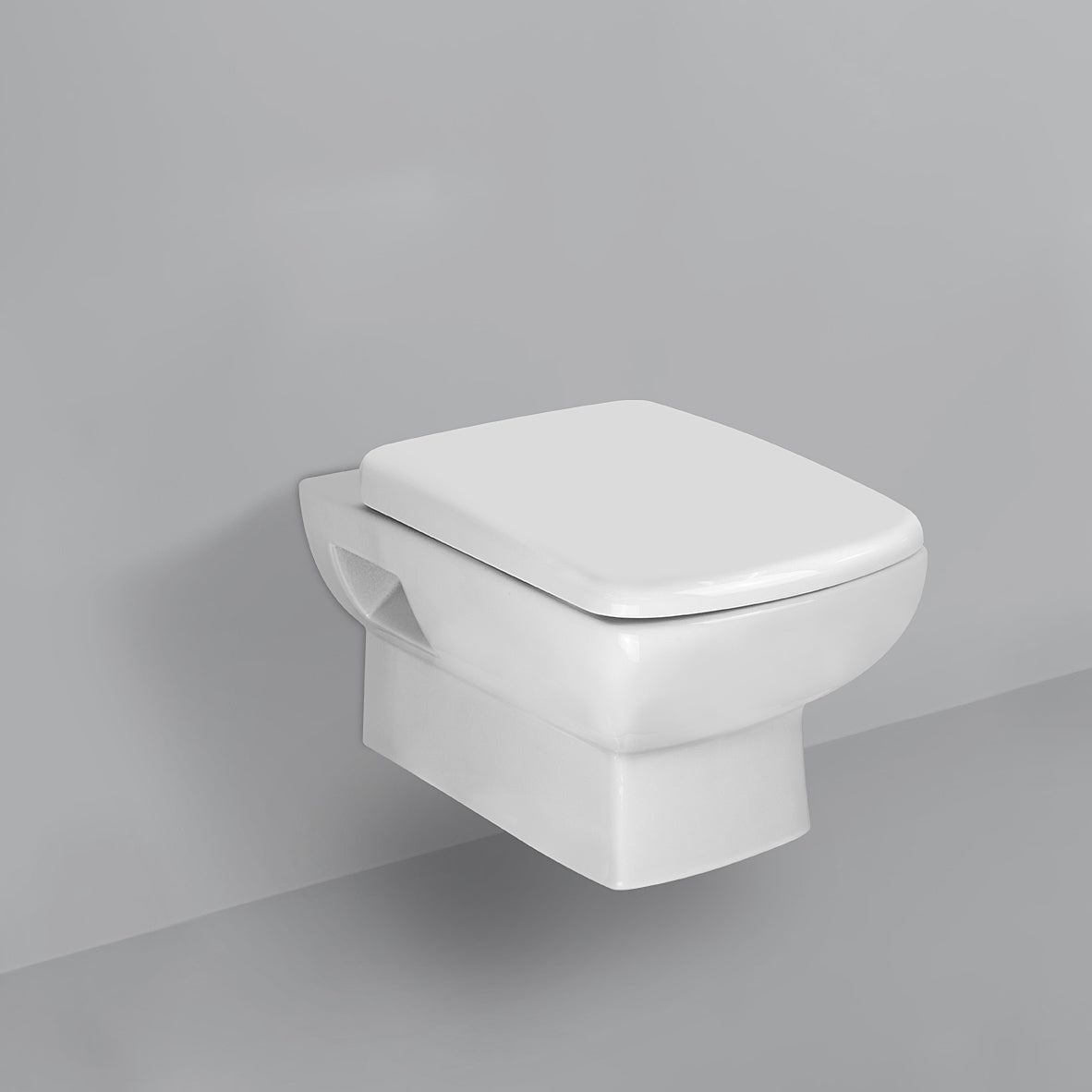 Modern Compact Gloss White Wall Hung Ceramic Toilet with Soft Close Seat