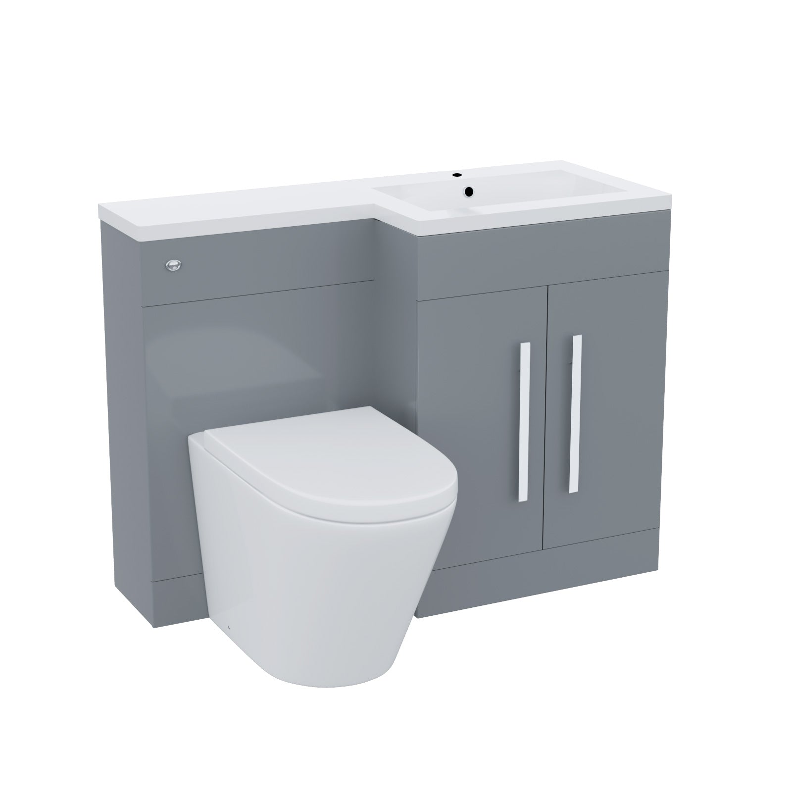 Aric 1100mm RH Rimless Round BTW Toilet, WC Unit & Resin Basin Grey