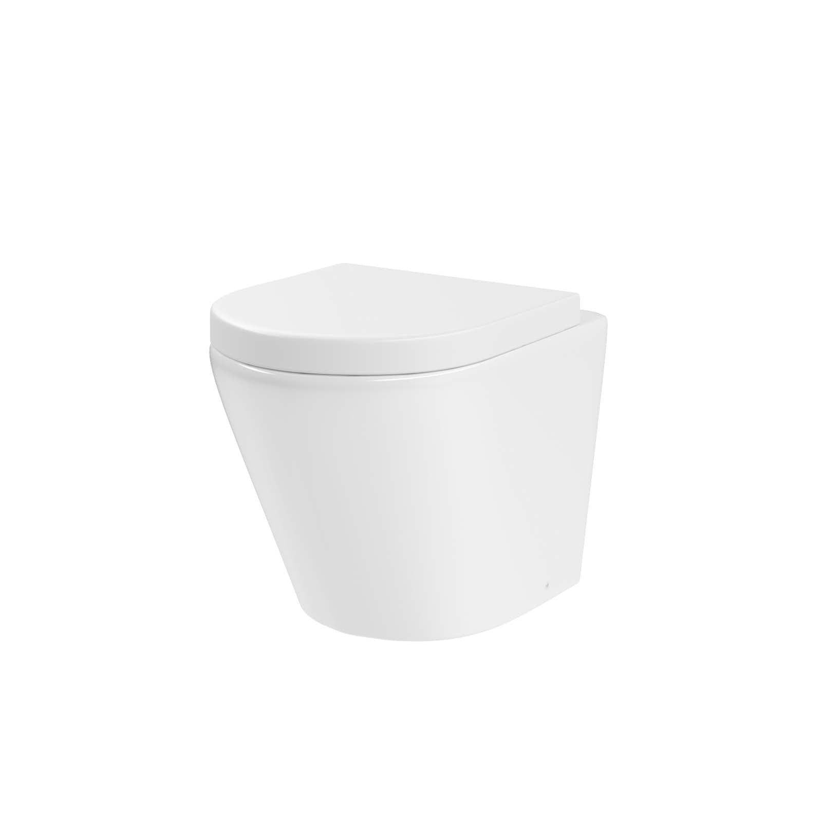 Aric 1100mm LH Vanity Basin Unit, WC Unit & Eddy Rimless Back To Wall Toilet White Flat Pack