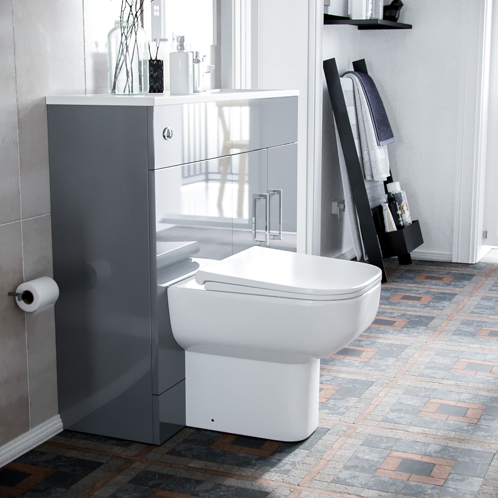 James 1000mm Slimline Floorstanding Grey Vanity Basin and BTW Combo Unit