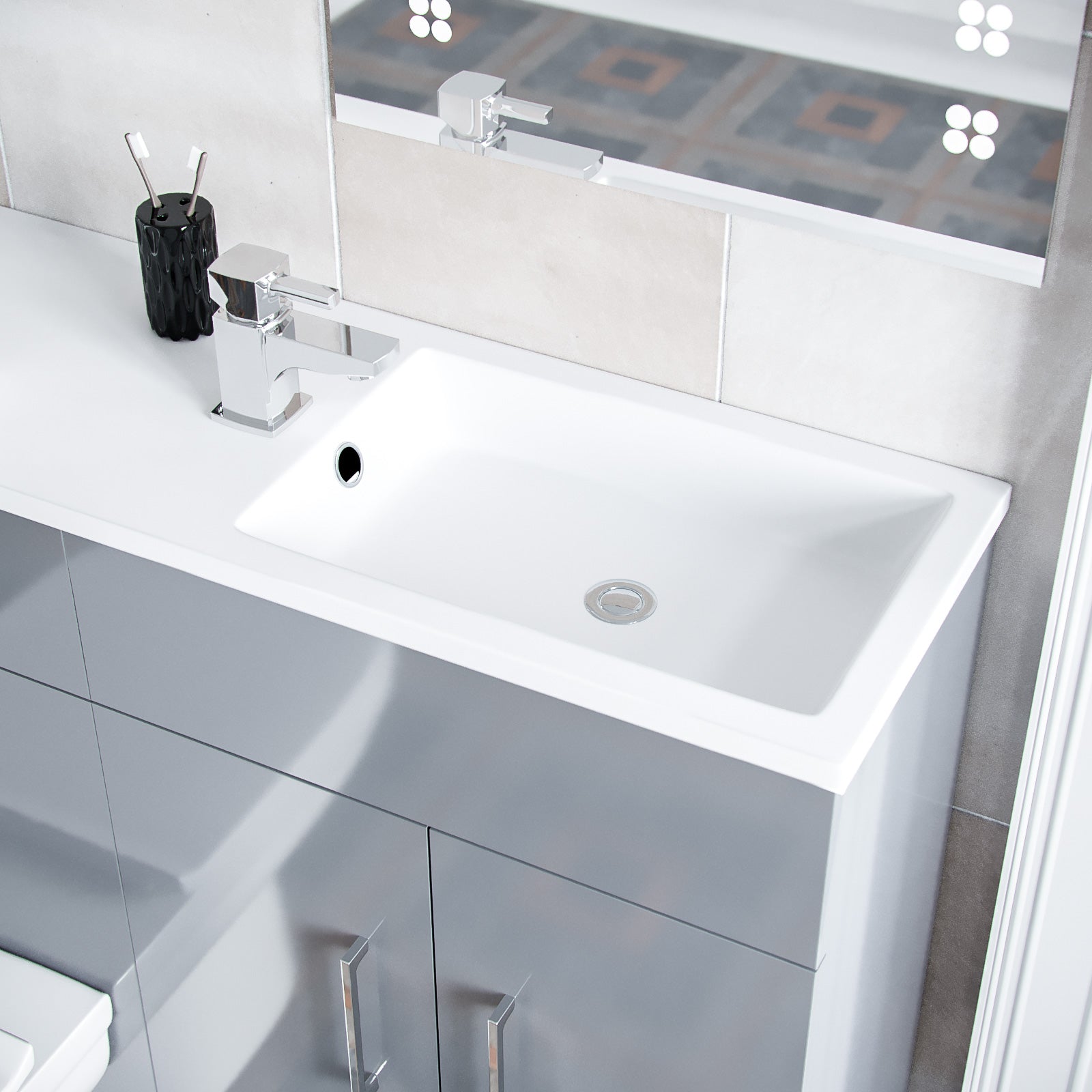 James 1000mm Slimline Floorstanding Grey Vanity Basin and BTW Combo Unit