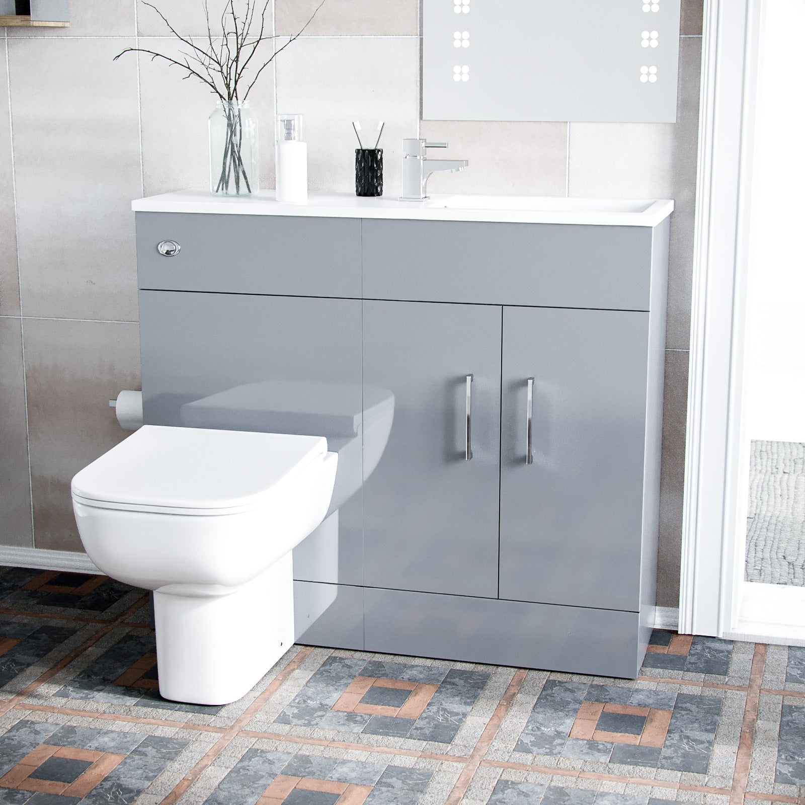 James 1000mm Slimline Floorstanding Grey Vanity Basin and BTW Combo Unit