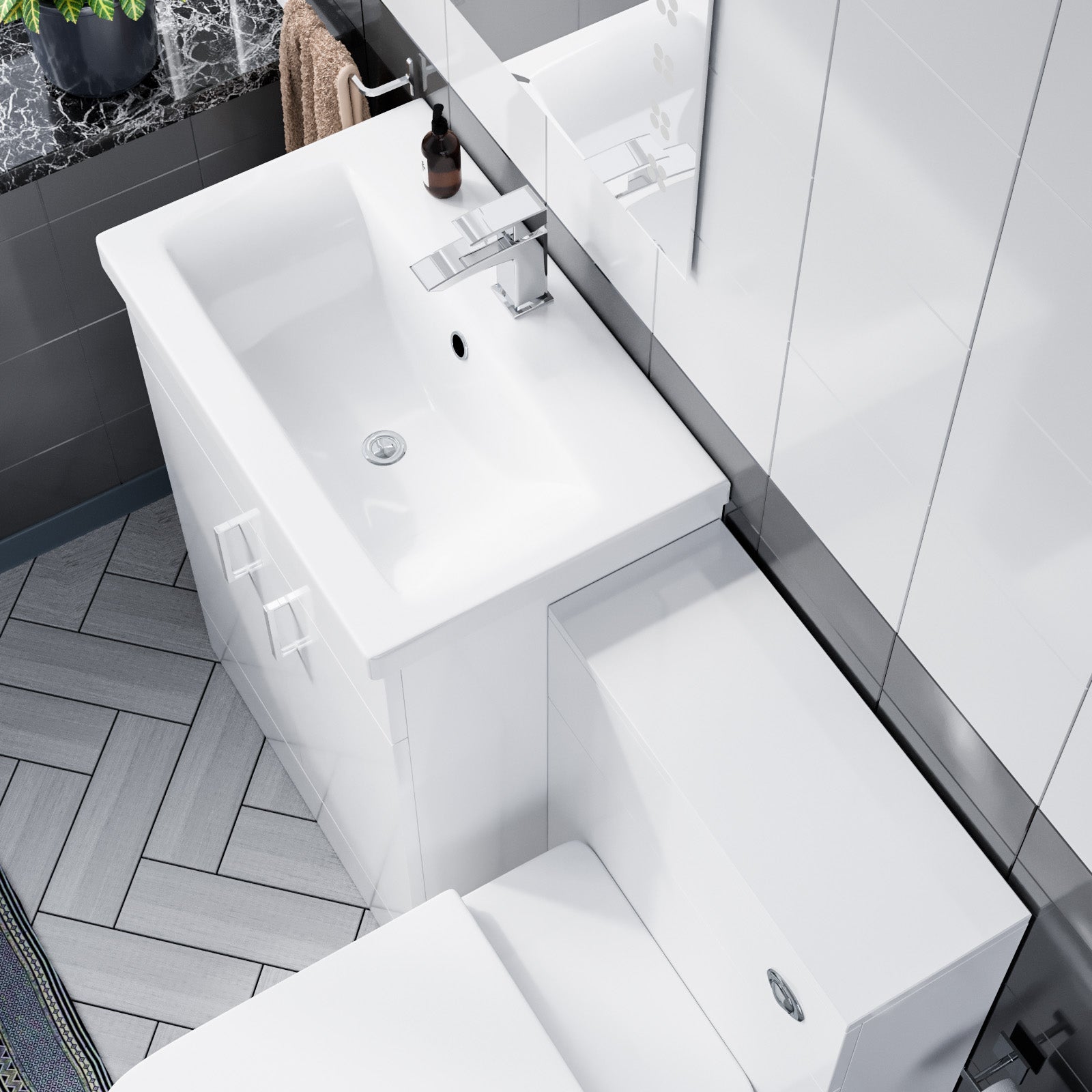 Nanuya 600 Floor Standing White Vanity, Ceramic Basin, BTW with Soft Close Toilet Seat & WC Unit