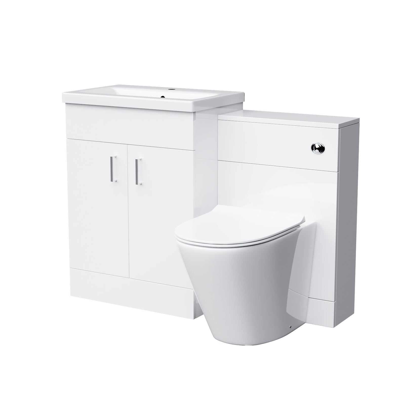 Nanuya 600 Floor Standing White Vanity, Ceramic Basin, BTW with Soft Close Toilet Seat & WC Unit