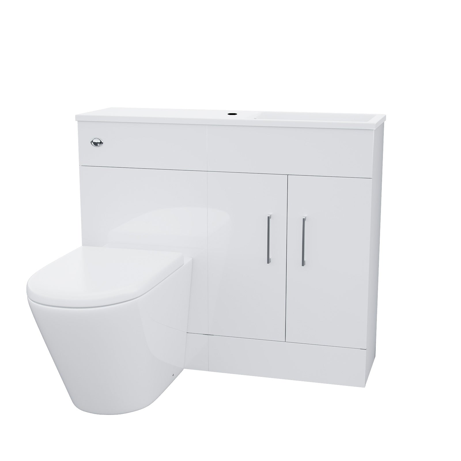 James 1000mm Vanity Basin Unit & Ellis Back To Wall Toilet White