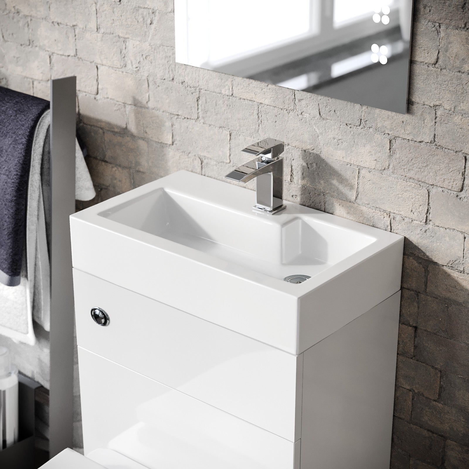 Debra 2 in 1 Compact Basin and Back to Wall Rimless Toilet Combo Space Save Cloakroom