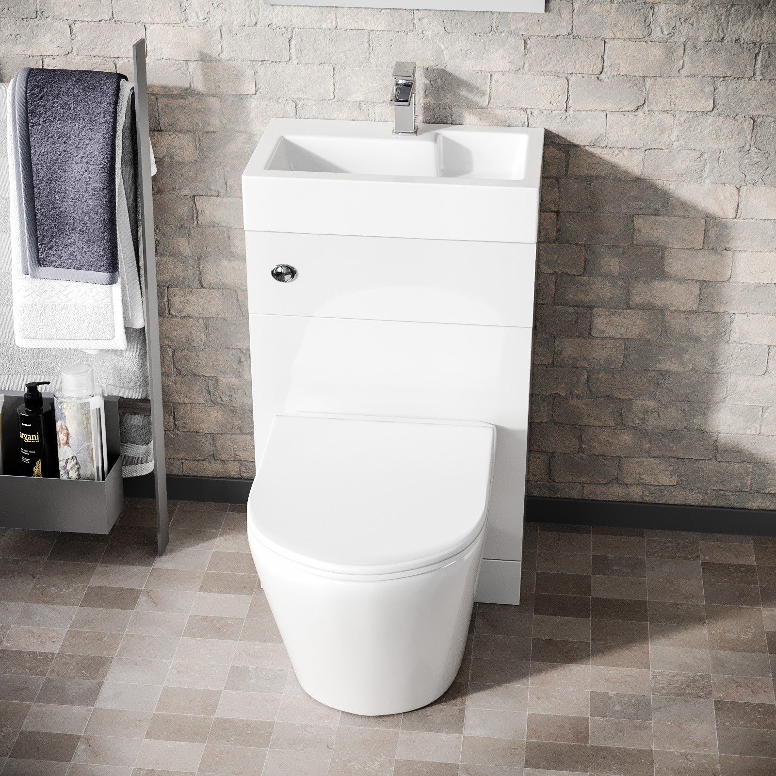 Debra 2 in 1 Compact Basin and Back to Wall Rimless Toilet Combo Space Save Cloakroom