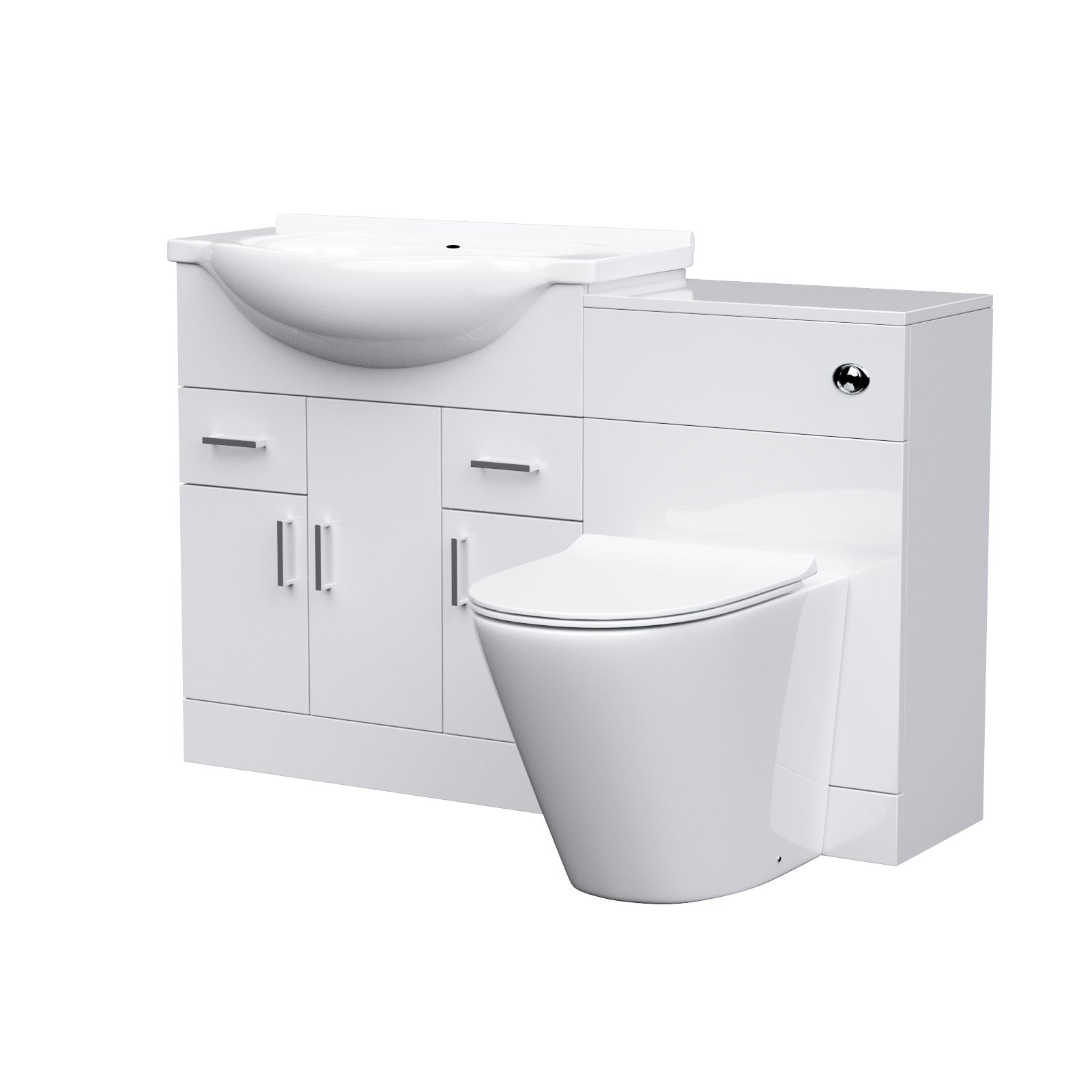 Ellen 750mm FloorStanding White Gloss Cabinet, WC Unit & BTW Toilet