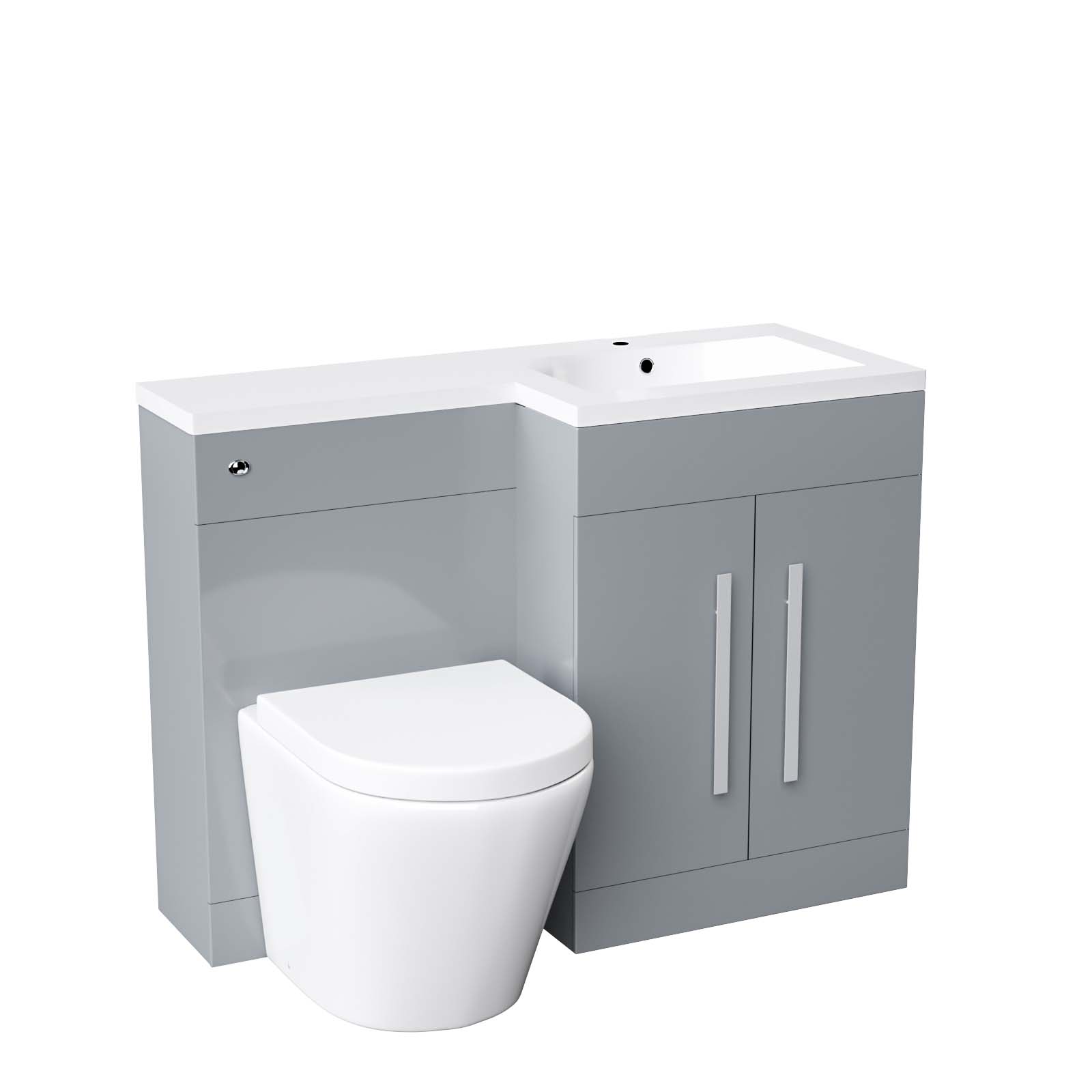 Aric 1100mm RH Freestanding LightGrey Vanity with BTW Rimless Toilet, WC & Basin