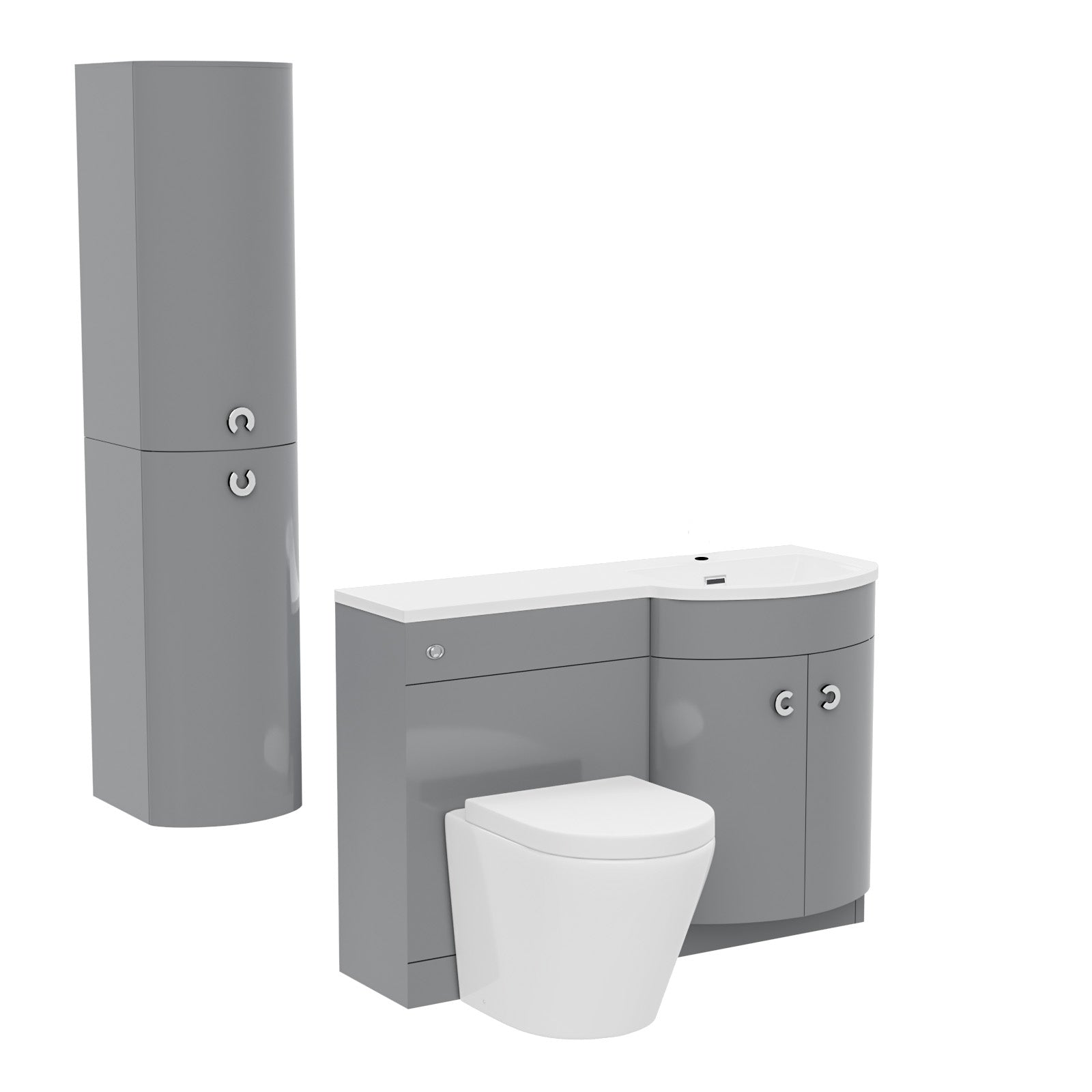 Dene 1100mm RH Bathroom Vanity with WC, BTW Rimless Toilet & Wall Hung Cabinet LG