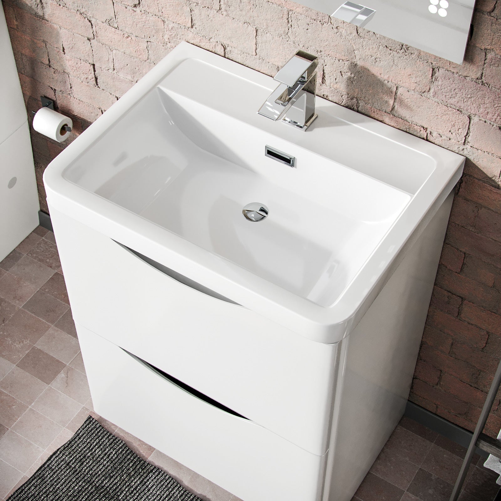 Merton 600mm White Free Standing Vanity with Basin Flat Pack