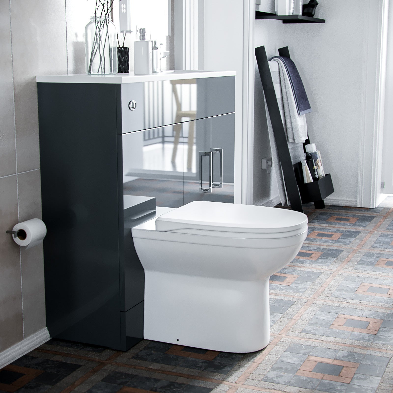 James 1000mm Slimline Floorstanding Vanity Basin and BTW Combo Unit Grey - Flat Pack