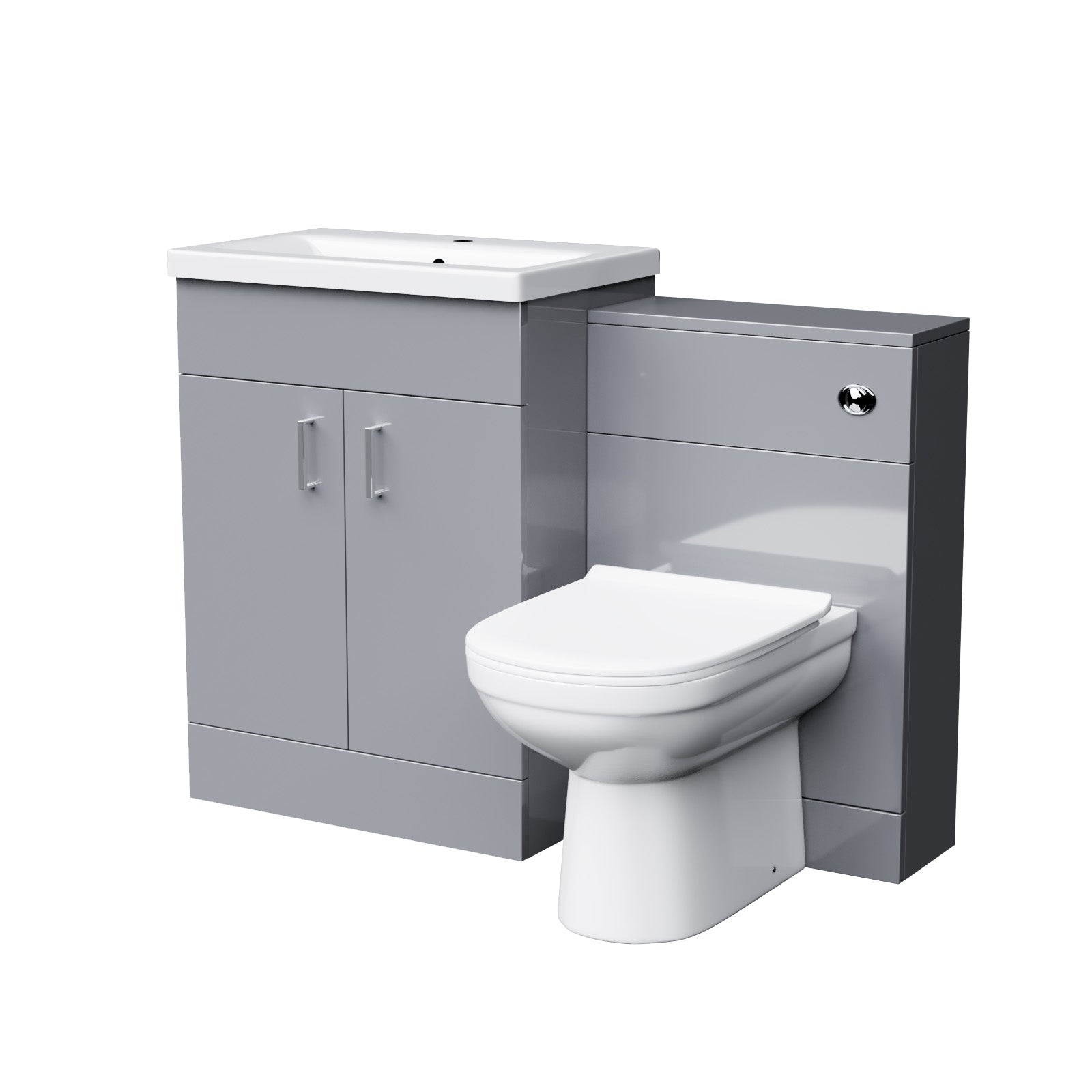 Nanuya 600mm FS Grey Cabinet, Ceramic Basin & BTW Pan with Soft Close Seat FP