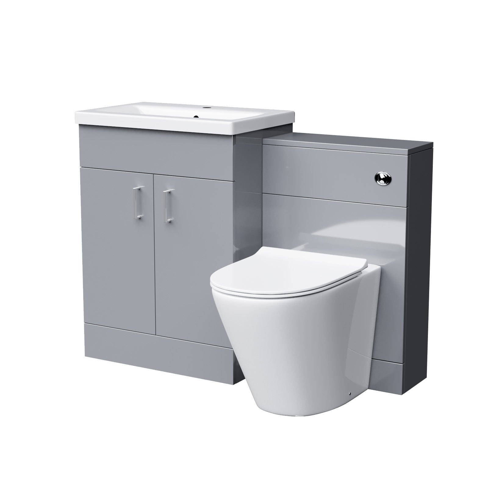 Grey 600mm Floor Standing Vanity Ceramic Basin BTW Toilet & WC Unit Flat Pack