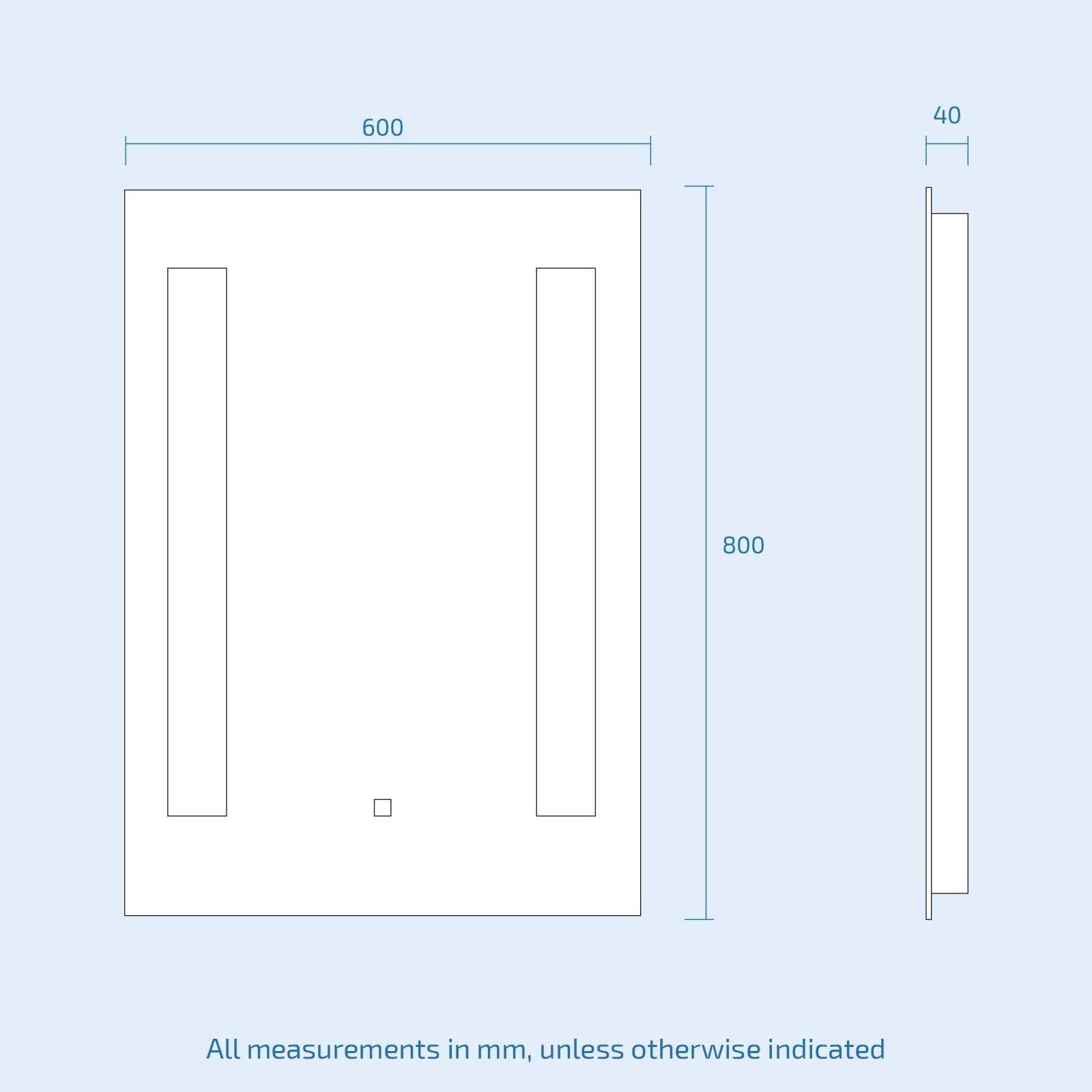 Large 600x800 mm Illuminated LED Bathroom Mirror with Anti Fog and Touch Switch