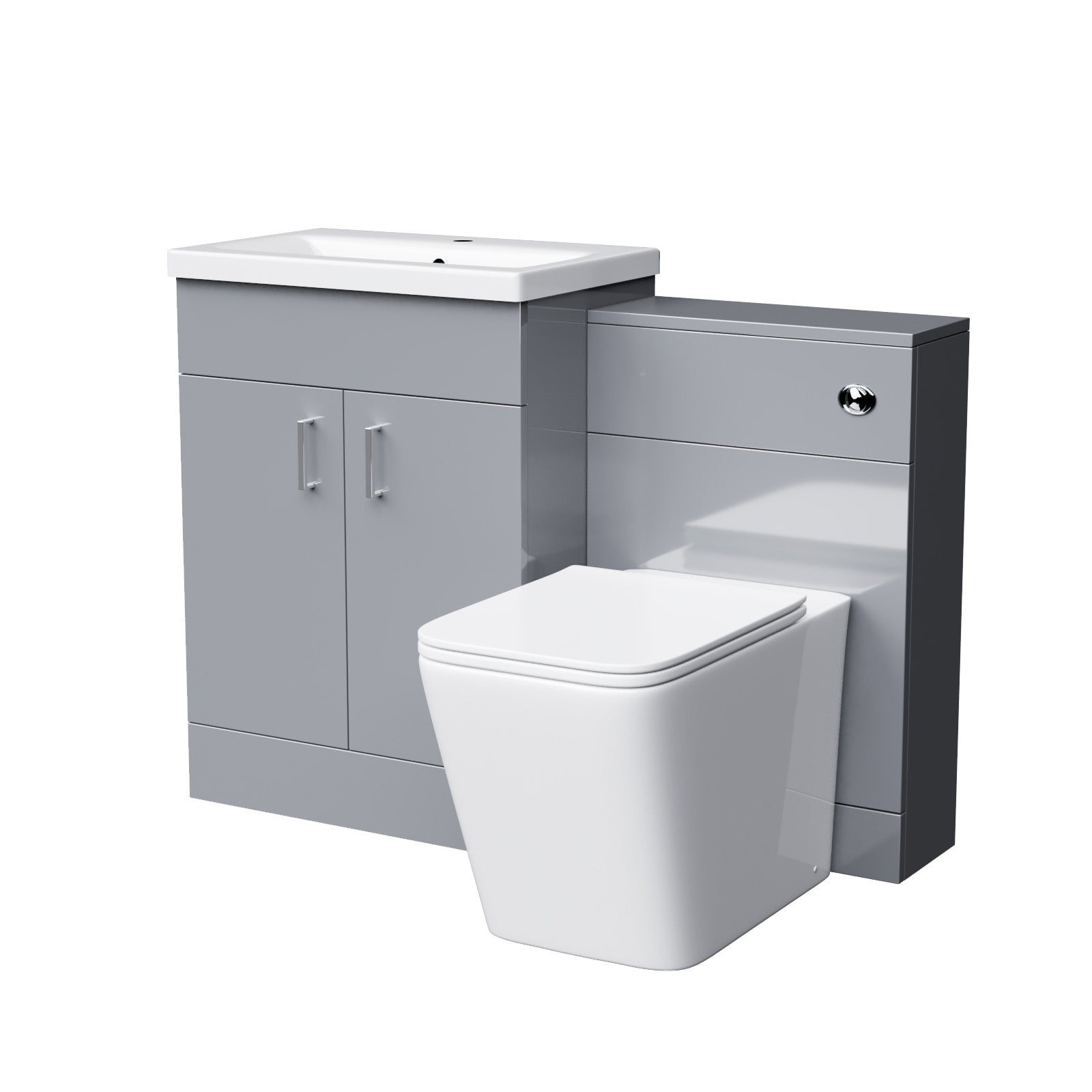 Nanuya 600 Floor Standing Grey Vanity, Ceramic Basin, BTW Toilet UF Seat & WC Unit