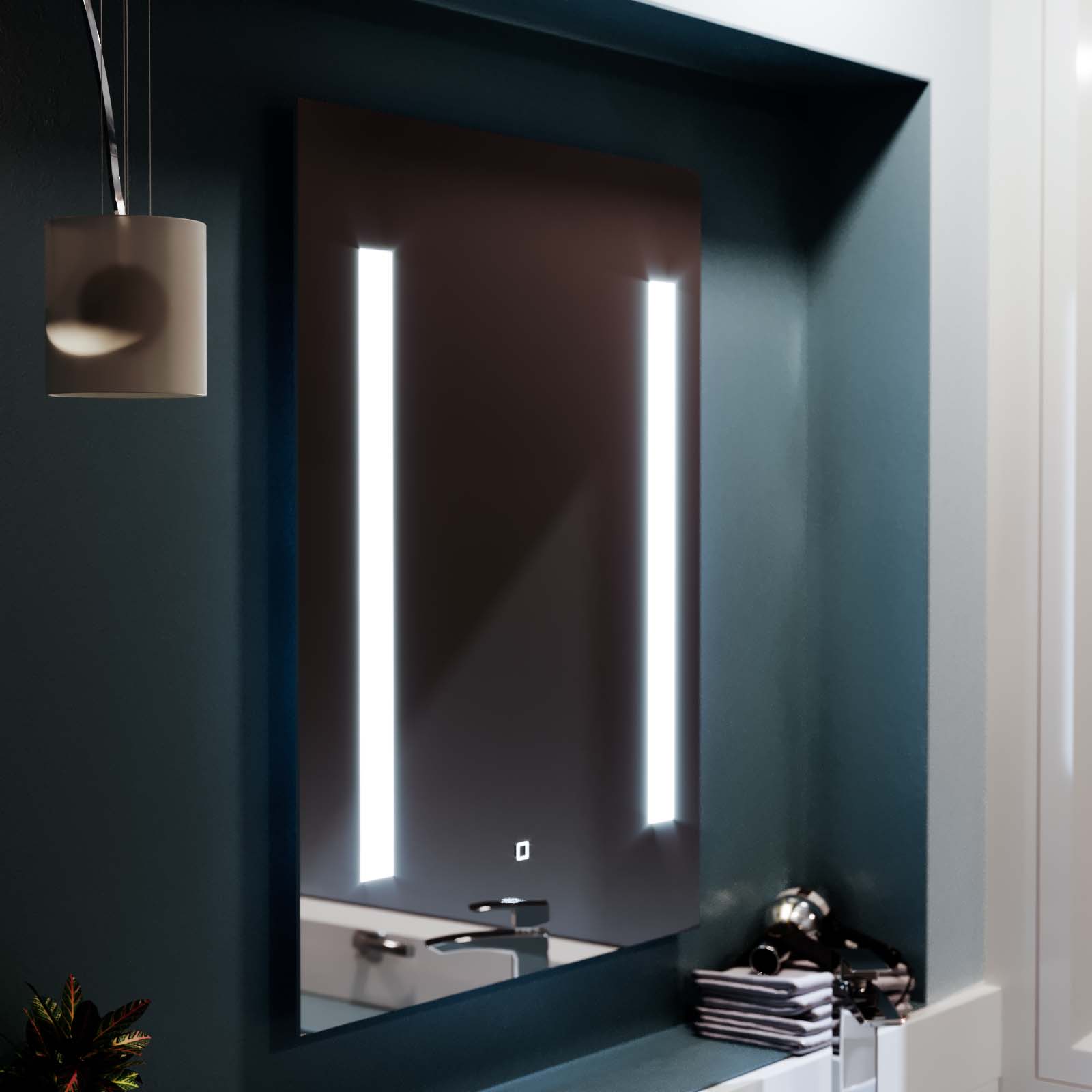 Large 600x800 mm Illuminated LED Bathroom Mirror with Anti Fog and Touch Switch